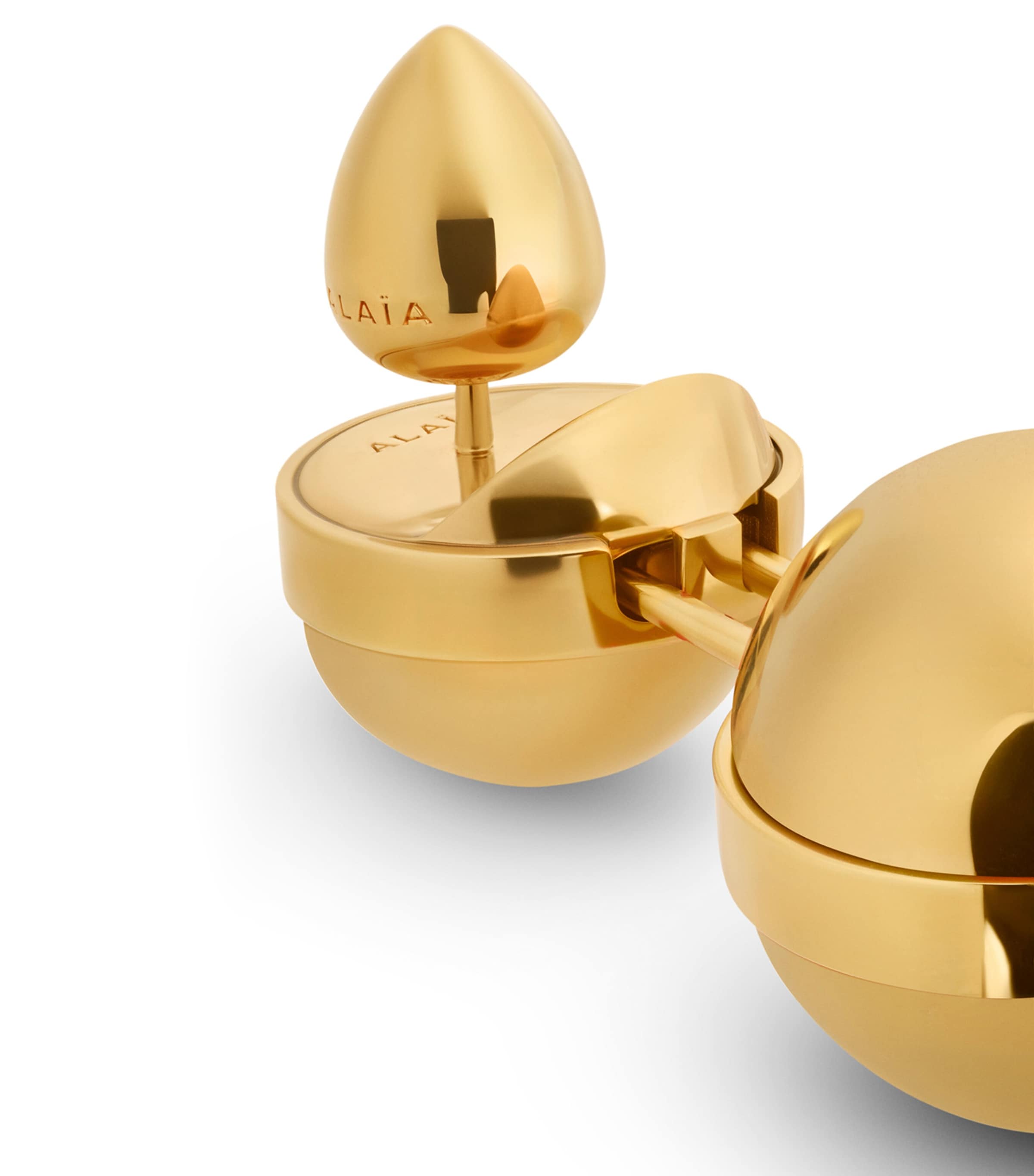 Alaïa Small Sphere Pendant Drop Earrings Yellow Gold Metals Image 2