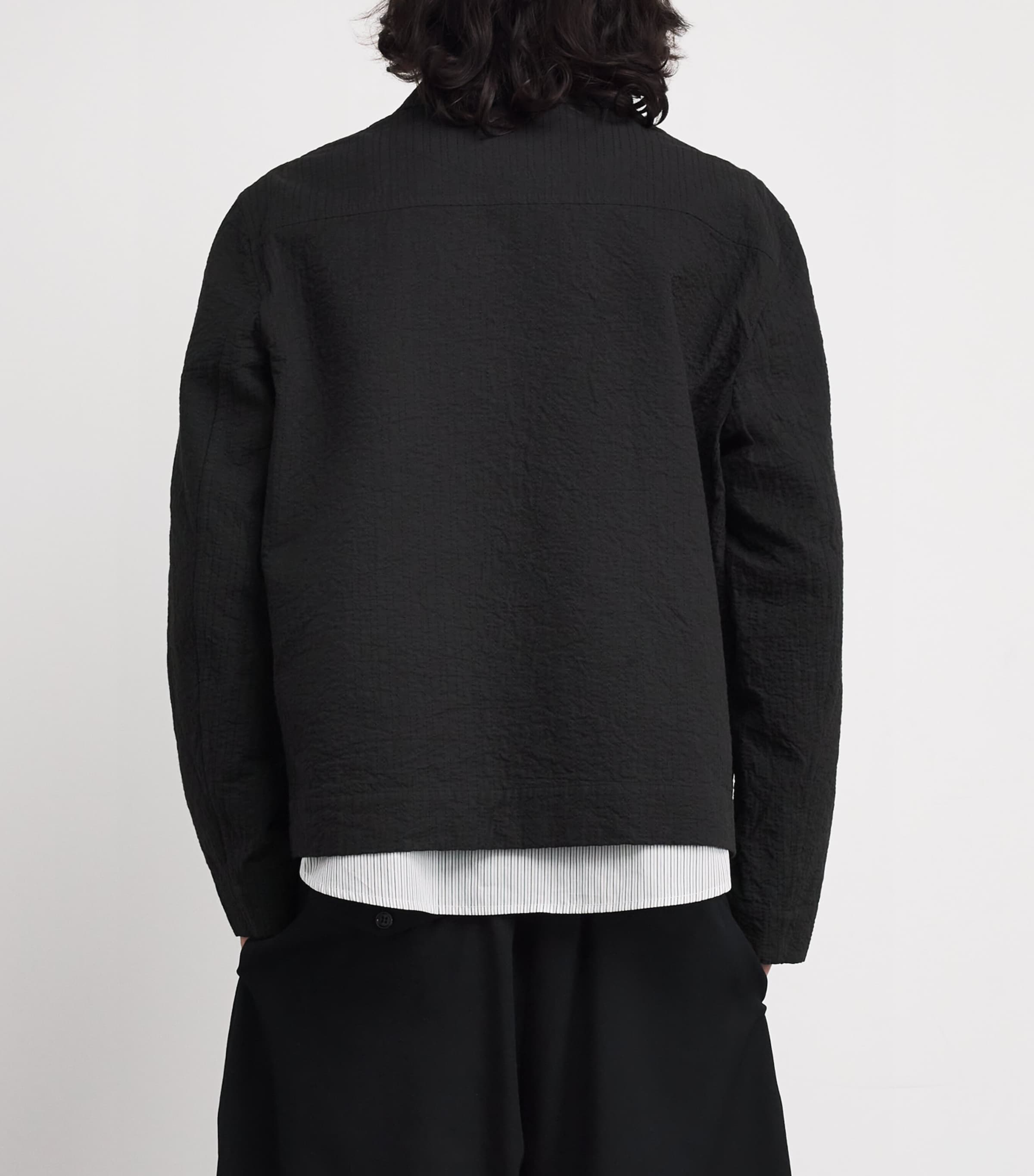 Cotton Embroidered Worker Jacket BLACK Image 4