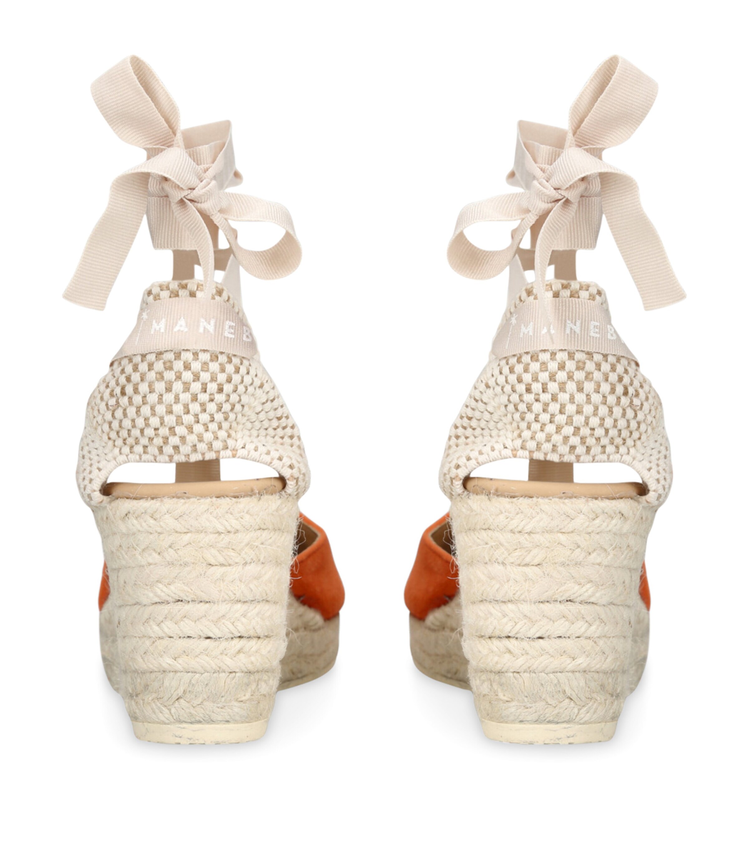 Suede Hamptons Wedge Espadrilles 80 ORANGE Image 2