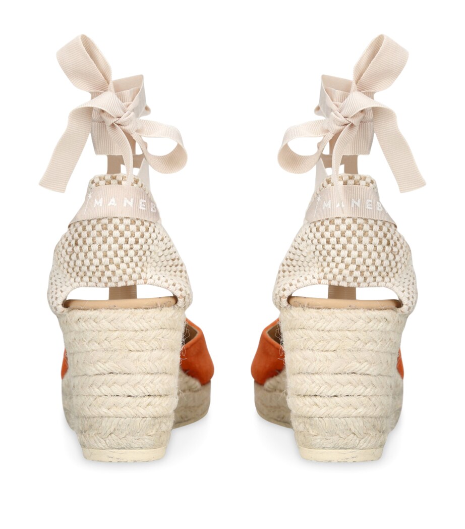 Suede Hamptons Wedge Espadrilles 80 ORANGE Image 2