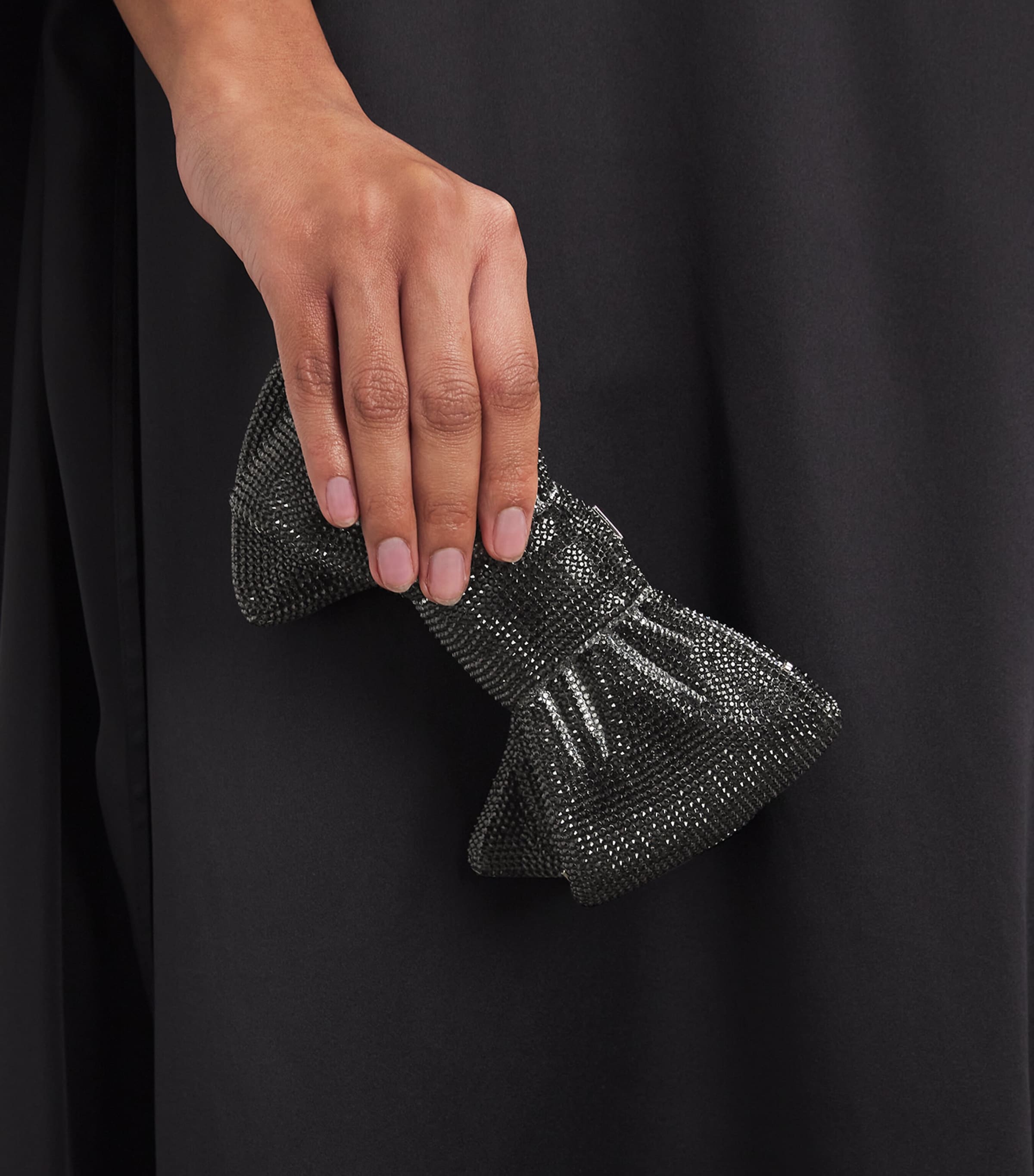 Embellished Just For You Bow Clutch Bag SJTMT SLVR JET MULTI Image 5