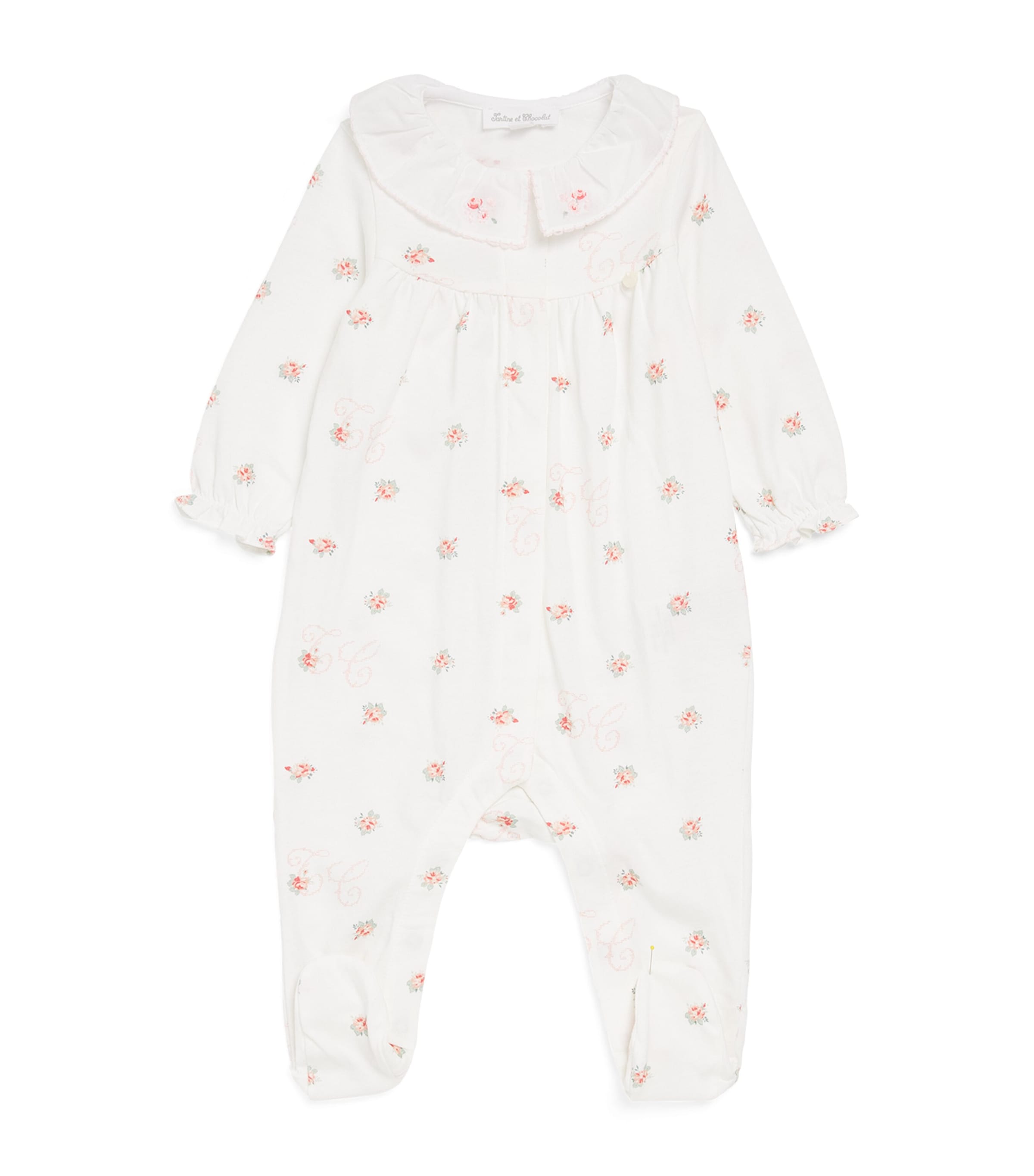 Shop Tartine Et Chocolat Cotton Floral All-in-one In White