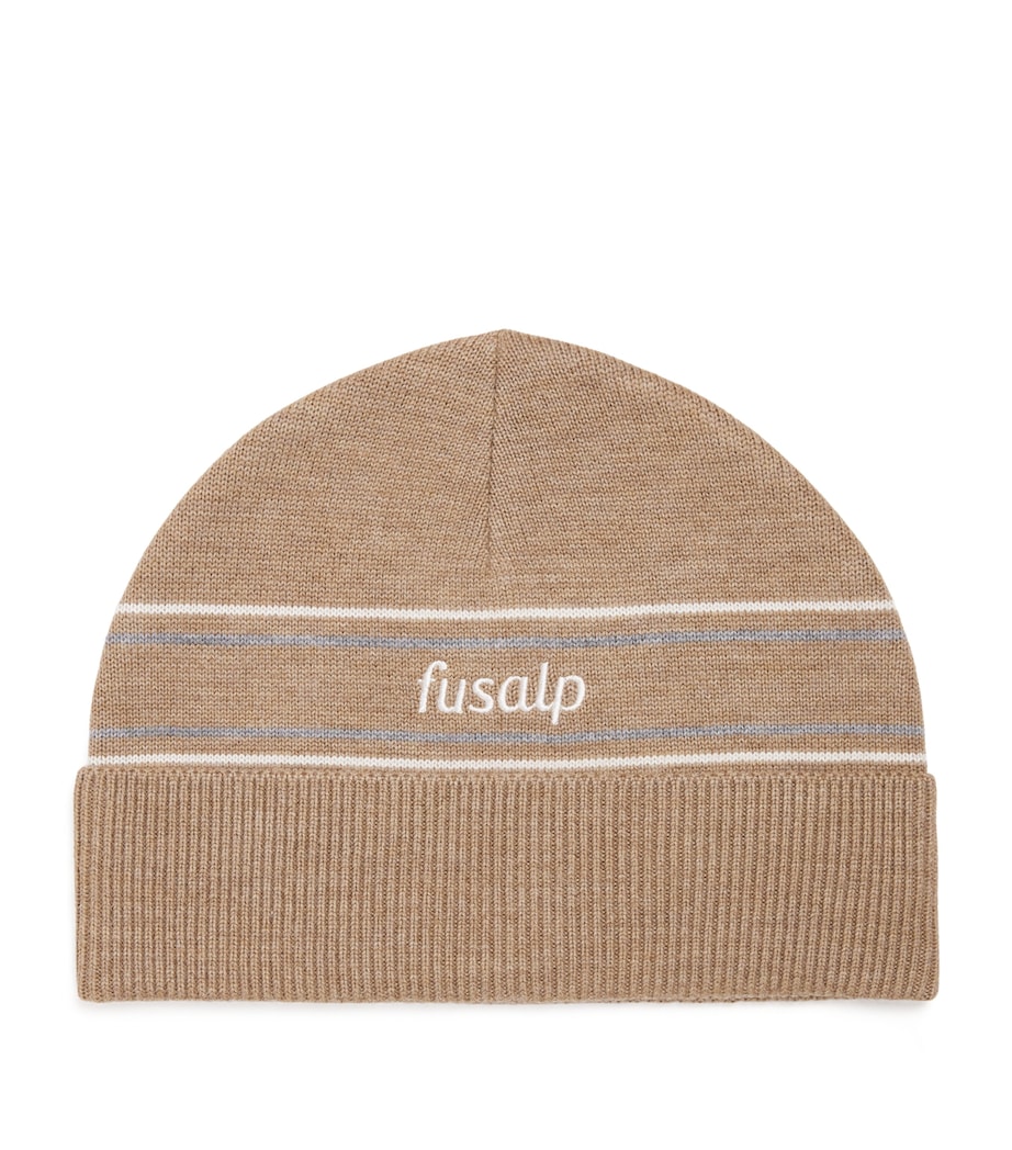 Wool Stripe Logo Beanie 1095 CHINO/SOURIS Image 1