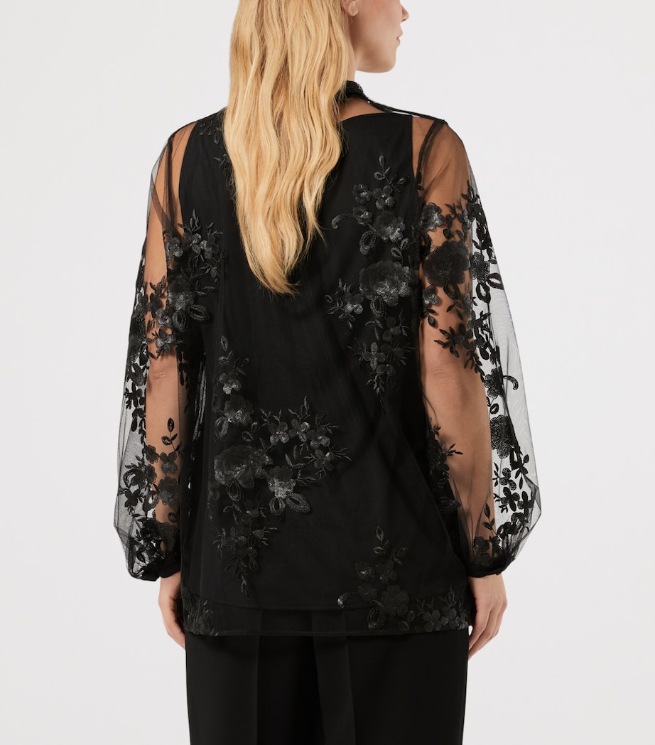 Marina Rinaldi Womens Embellished Sheer Layered Blouse Black Image 4
