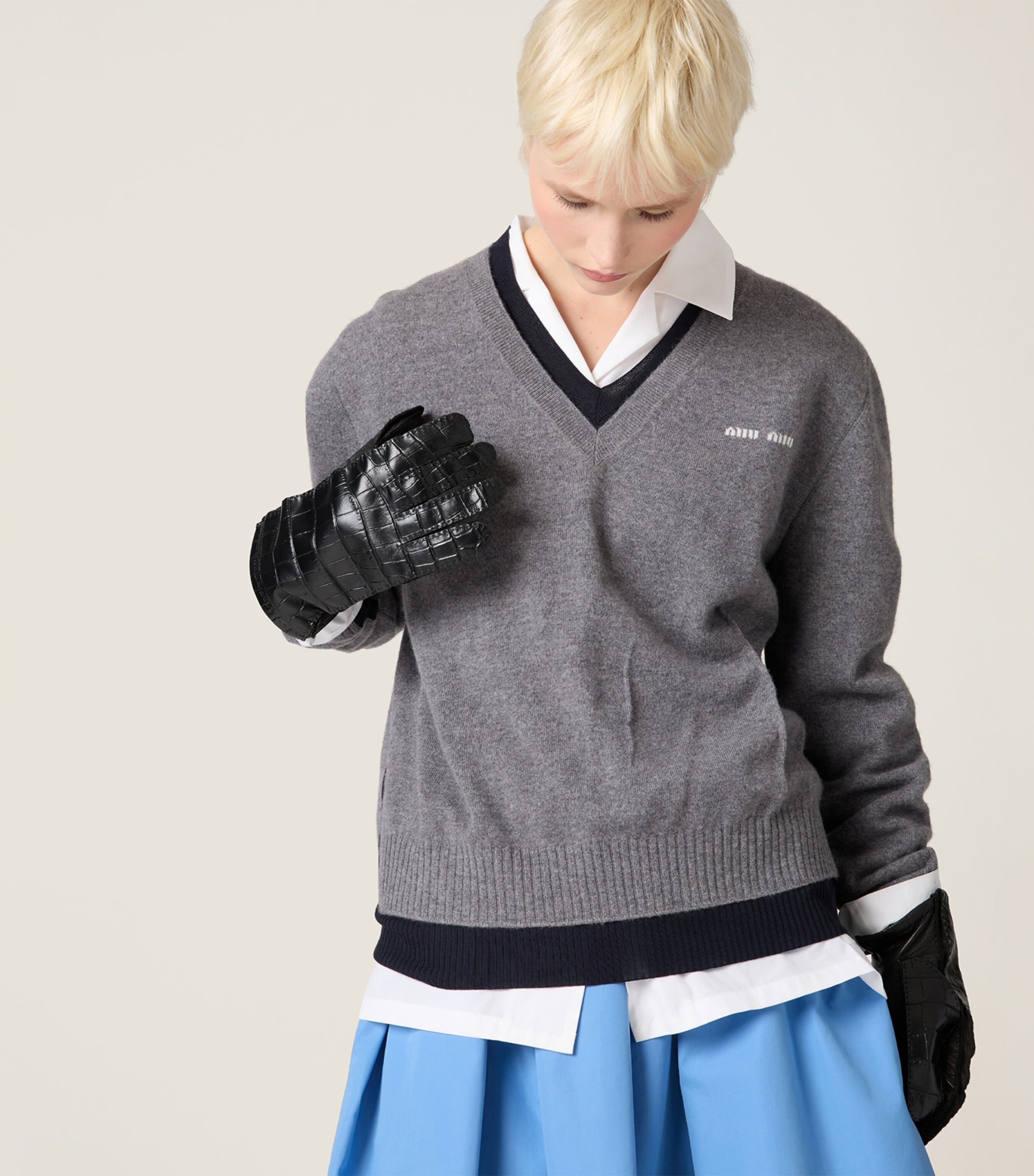 Miu Miu Cashmere-Silk Logo Sweater | Harrods UK