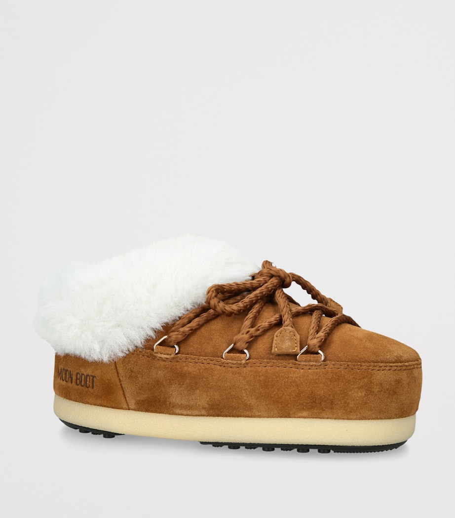 Suede Shearling-Trim EVX Mules BROWN/OTH Image 3