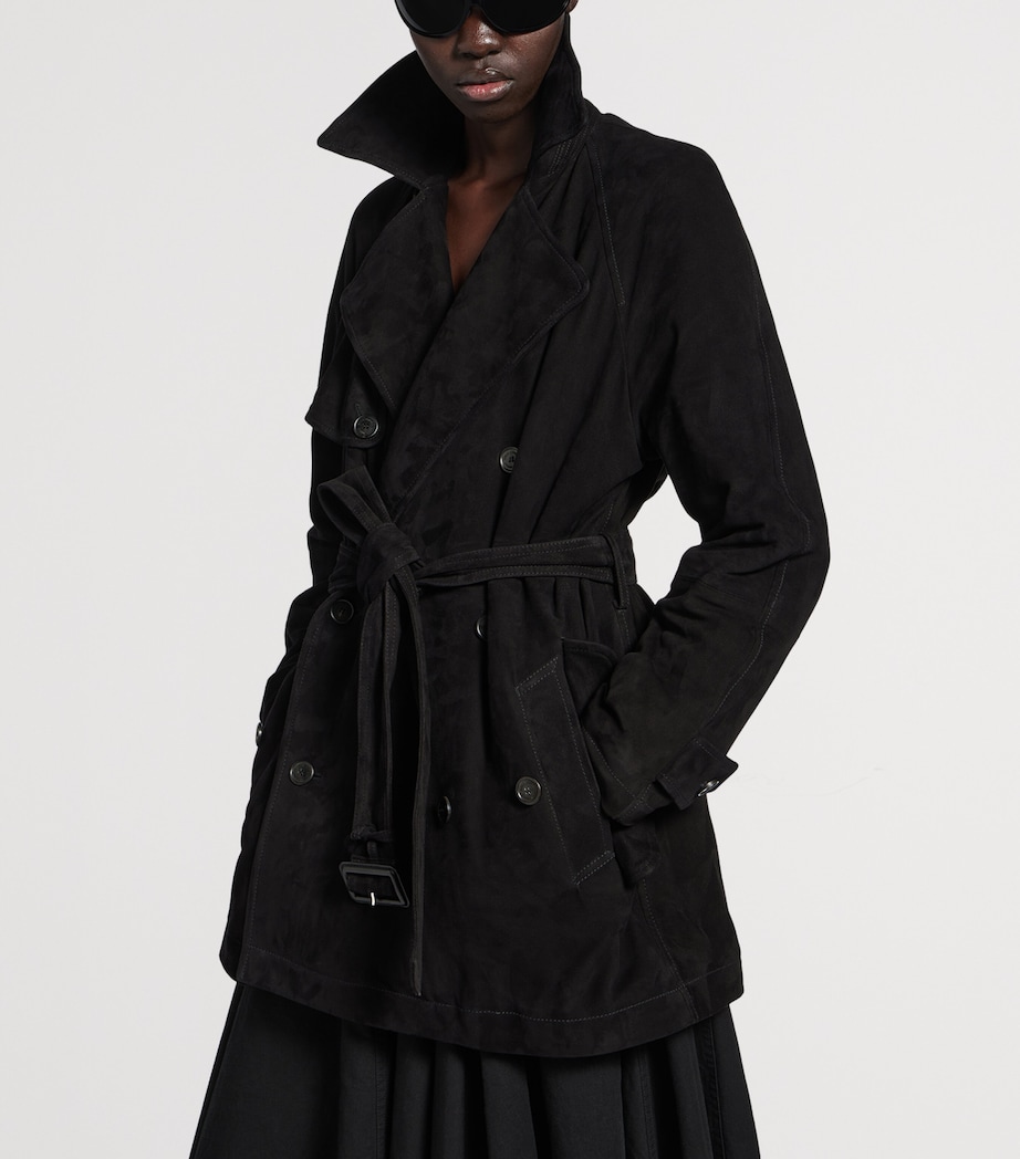 Lambskin Suede Short Trench Coat 1000 Image 6