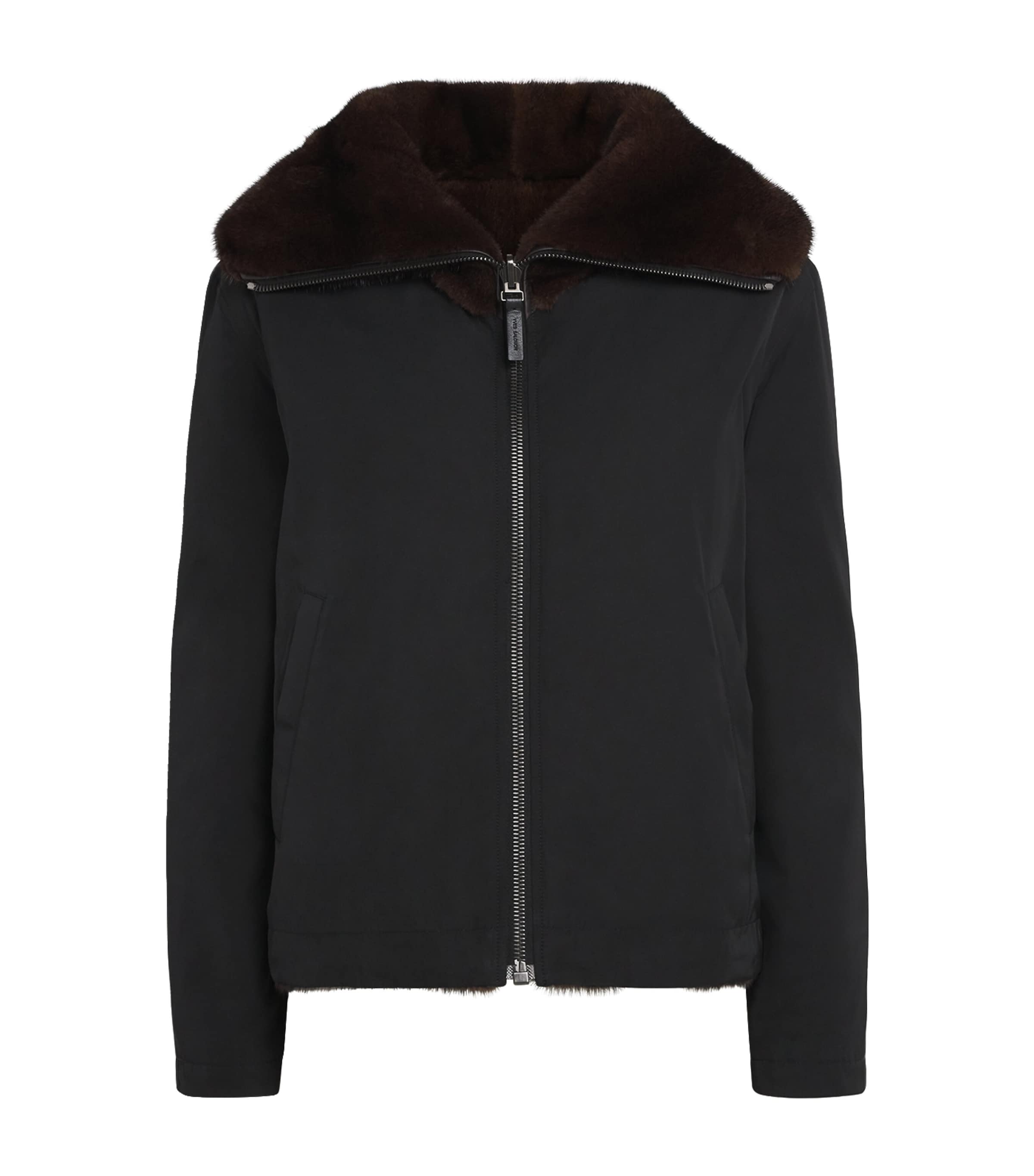 Yves Salomon Down-mink Reversible Puffer Jacket In Black
