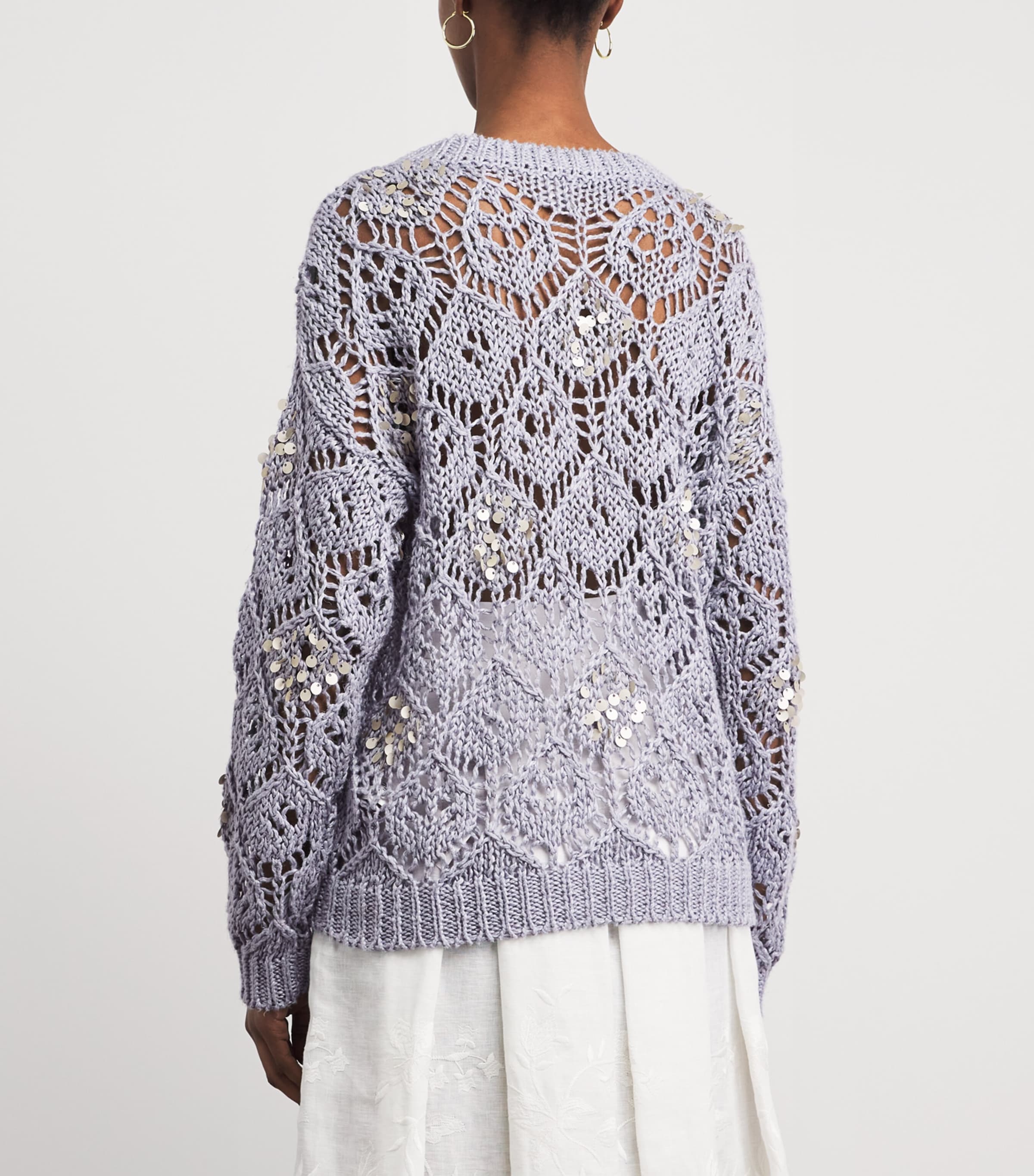 Eleventy Womens Linen Sequin-Embellished Sweater Nuvola Image 5