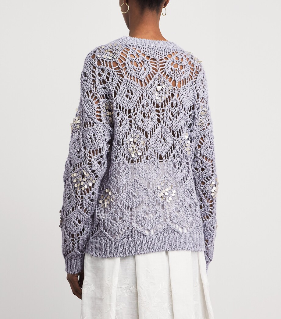 Eleventy Womens Linen Sequin-Embellished Sweater Nuvola Image 5