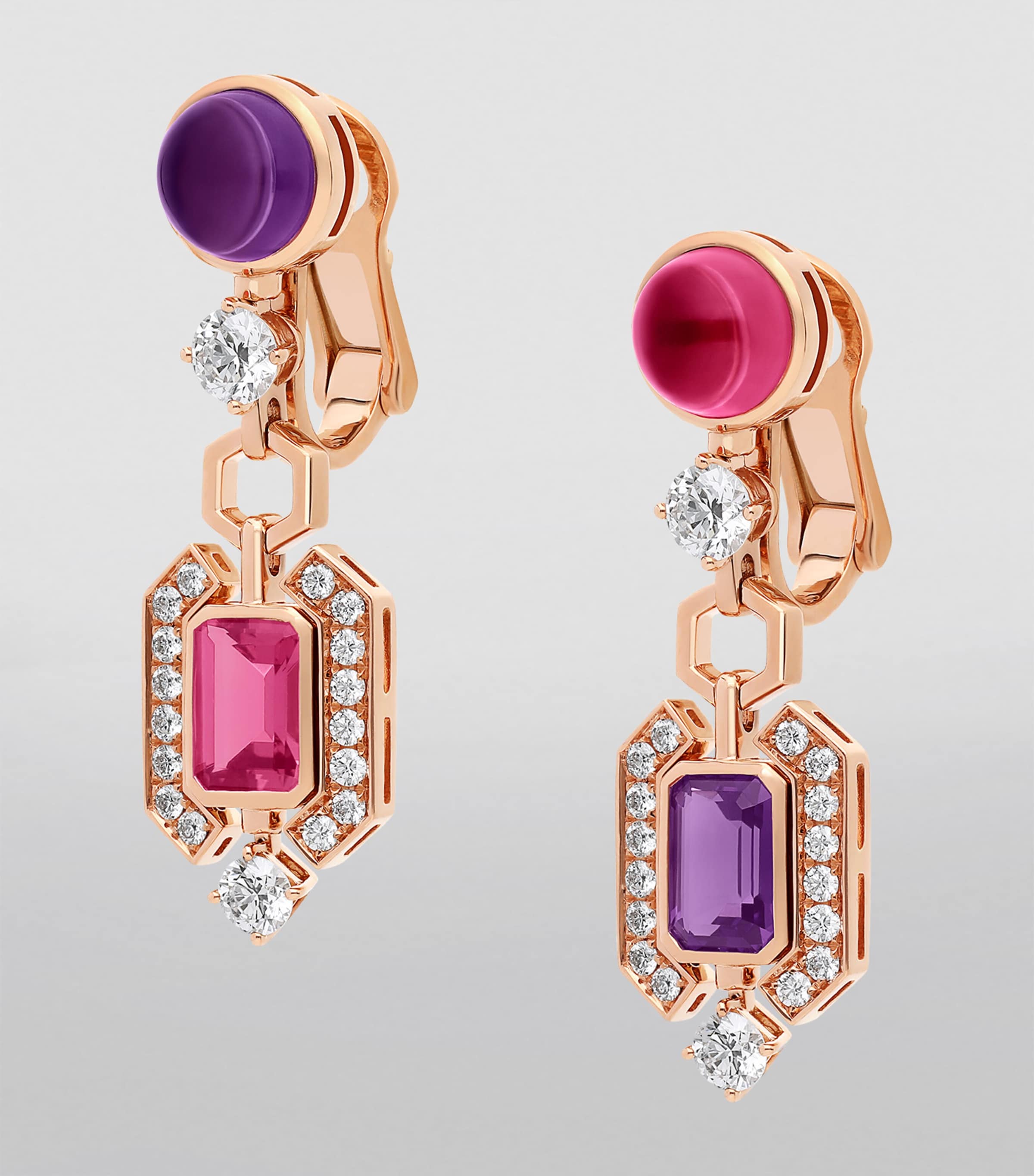 Bvlgari Rose Gold, Diamond and Gemstone Allegra Earrings Pink Gold Image 3