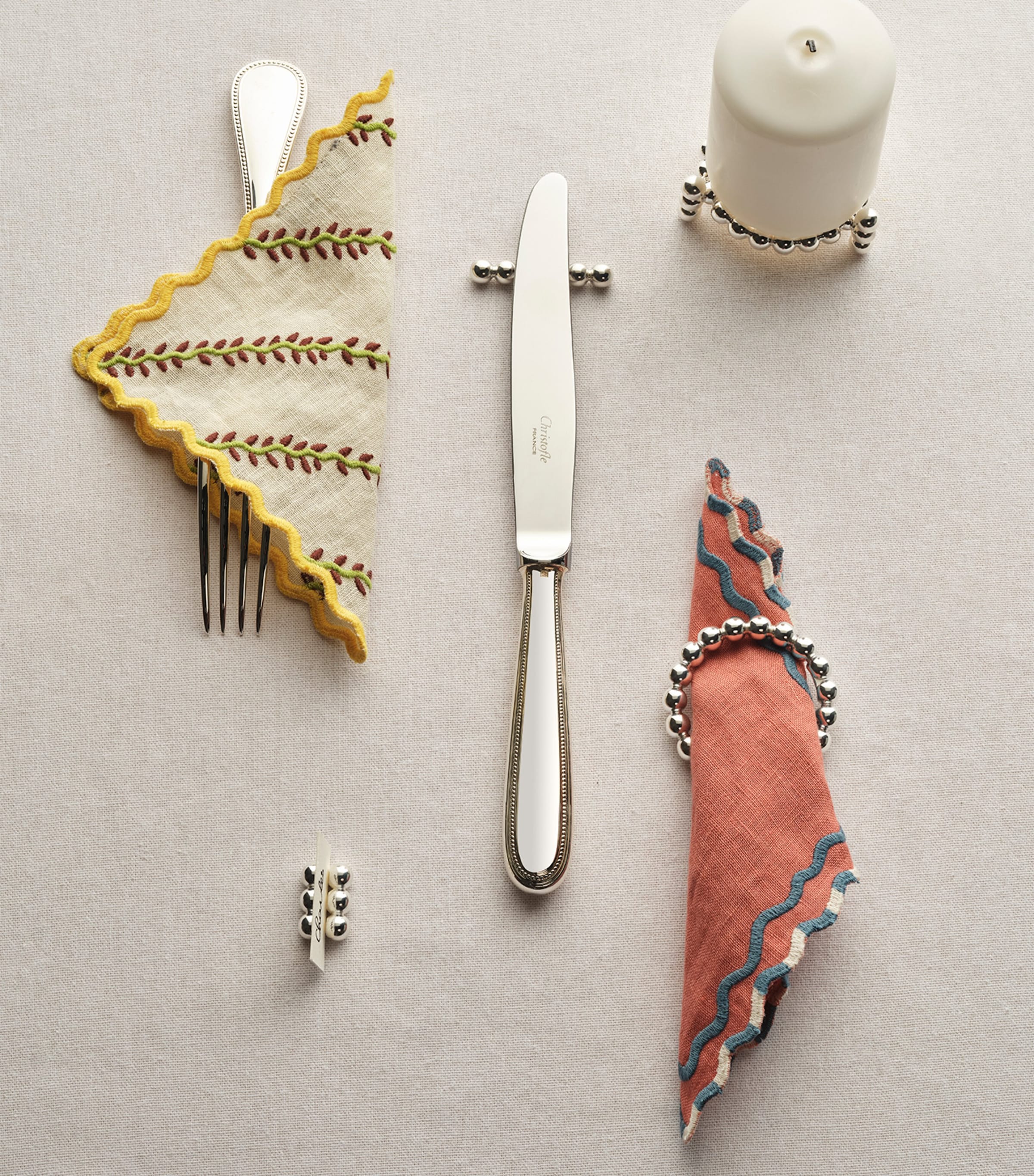 Set of 2 Silver-Plated Perles Place Card Holders SILVER Image 4