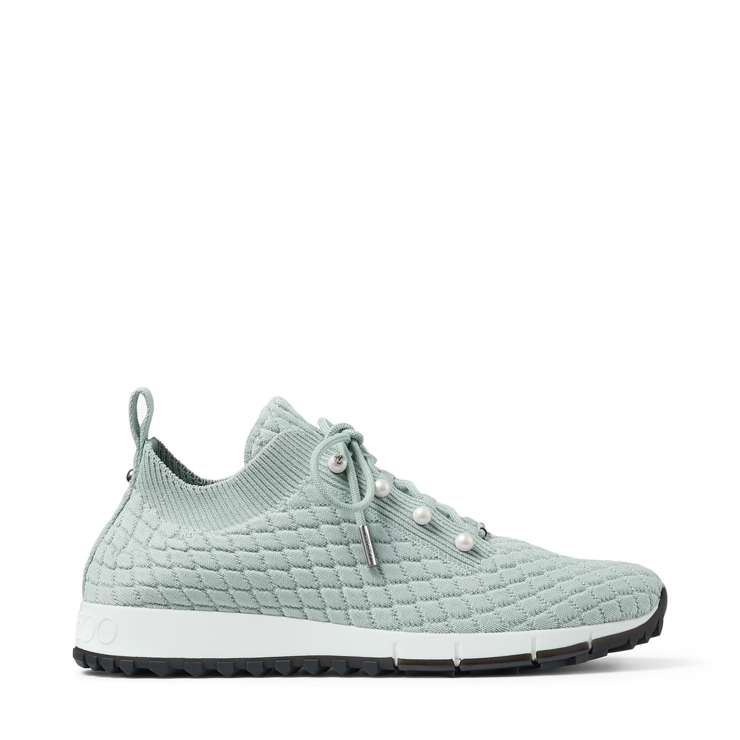 Jimmy Choo Womens Veles Diamond-texture Knitted Low-top Trainers X Light Verde Eur 41 / 8 Uk