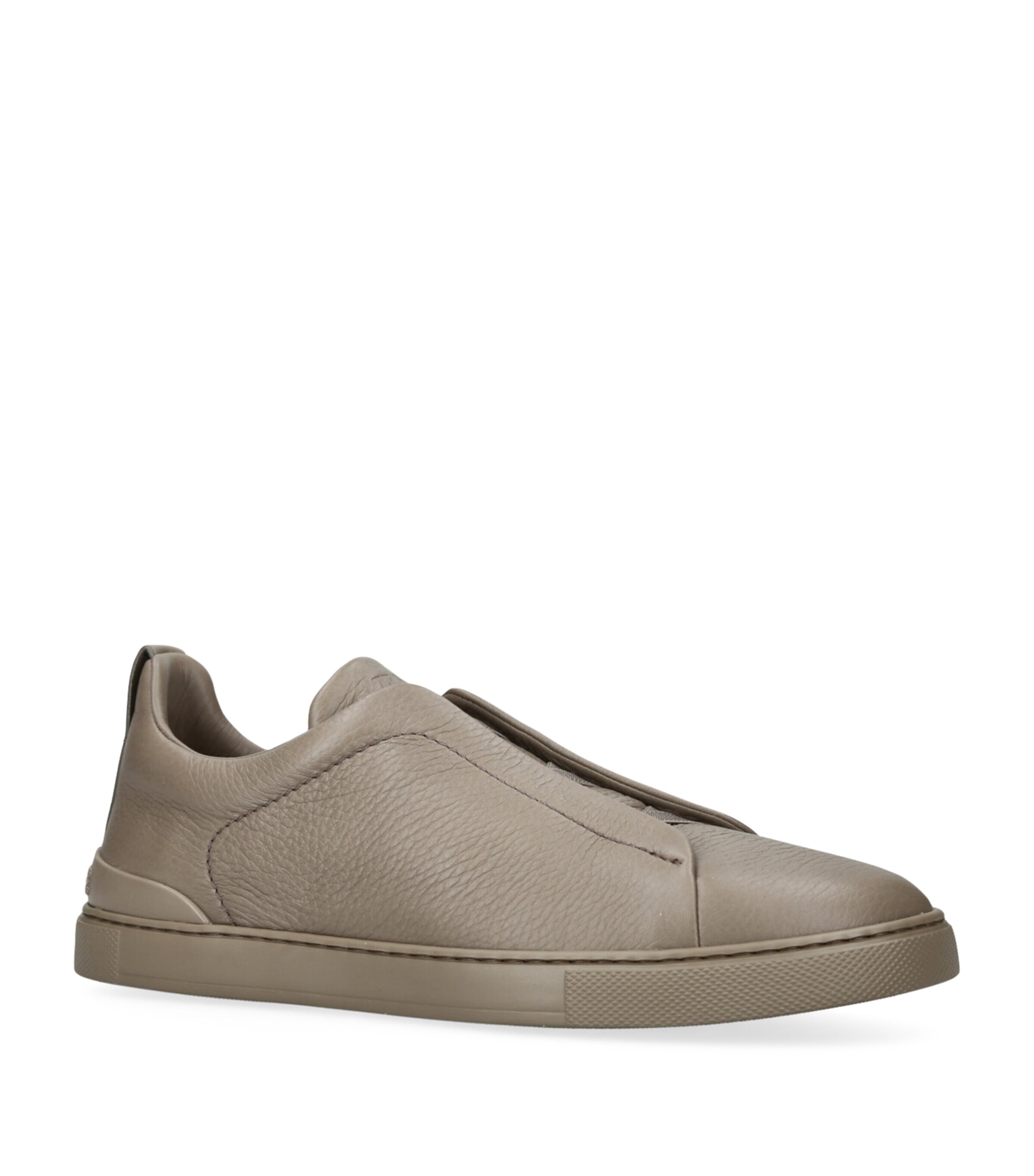 Leather Triple Stitch Sneakers GREY Image 3