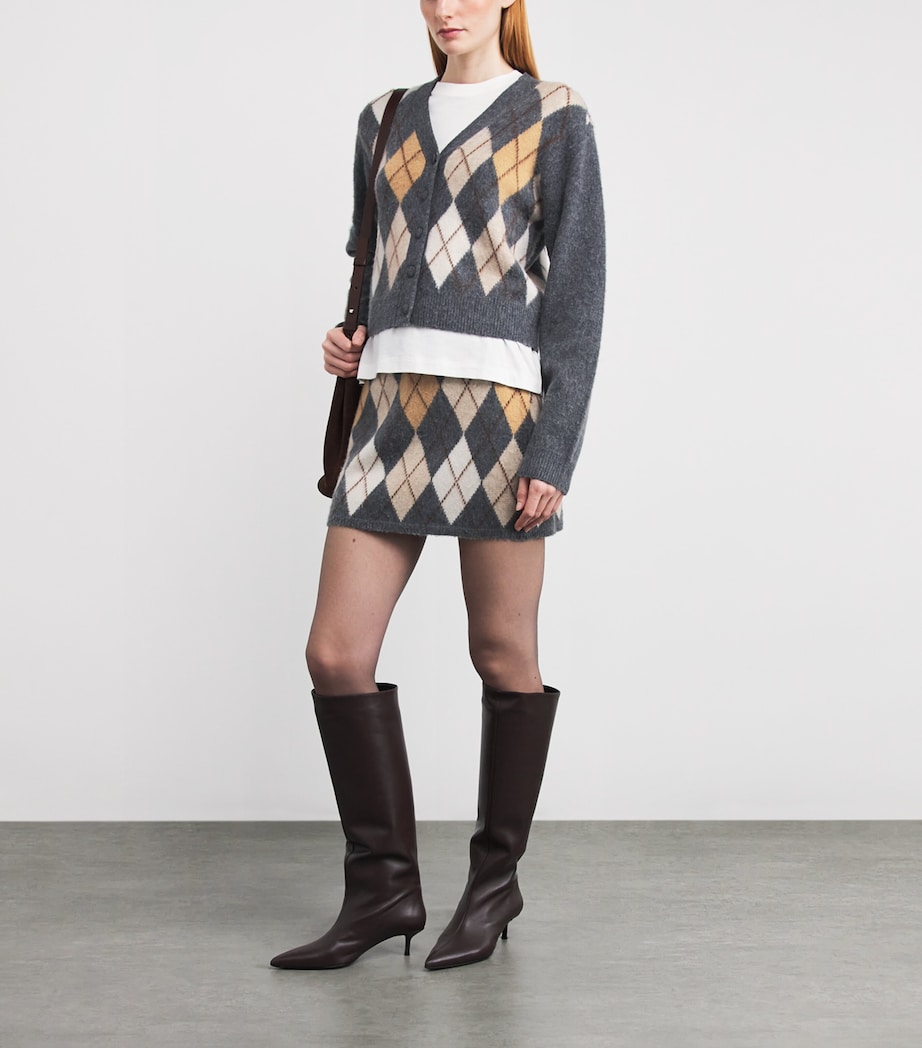 Merino Wool-Cashmere Argyle Cardigan GRMU GREY MULTI Image 2