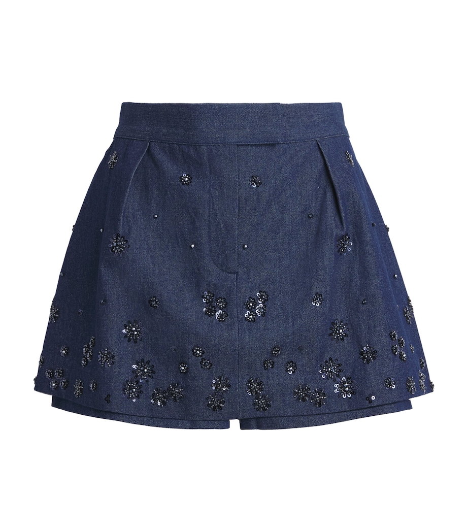 Maje Womens Embellished Denim Shorts Navy Image 1