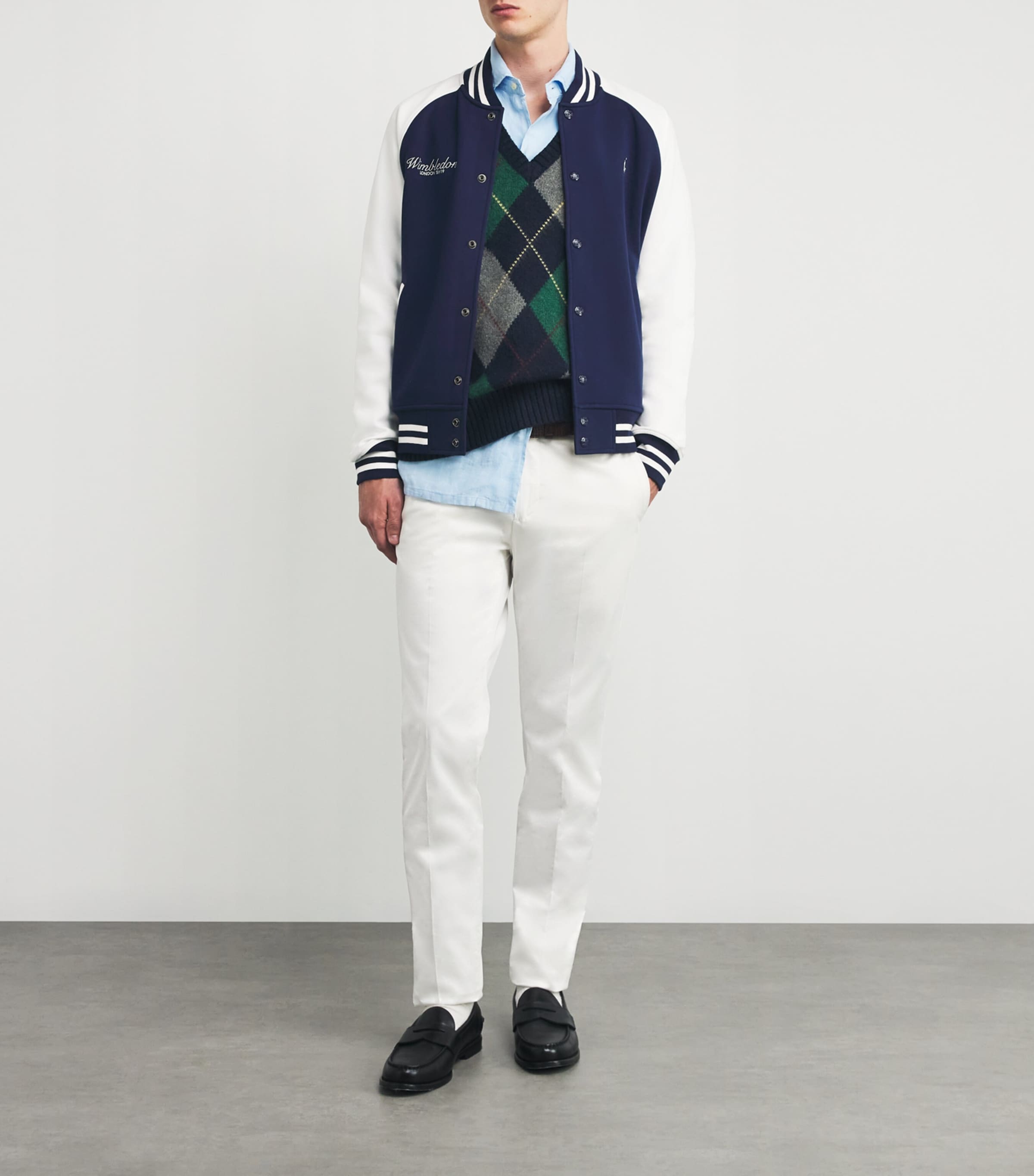 RLX Ralph Lauren Mens x Wimbledon Bomber Jacket Refined Nvy/crmc Wht Image 2
