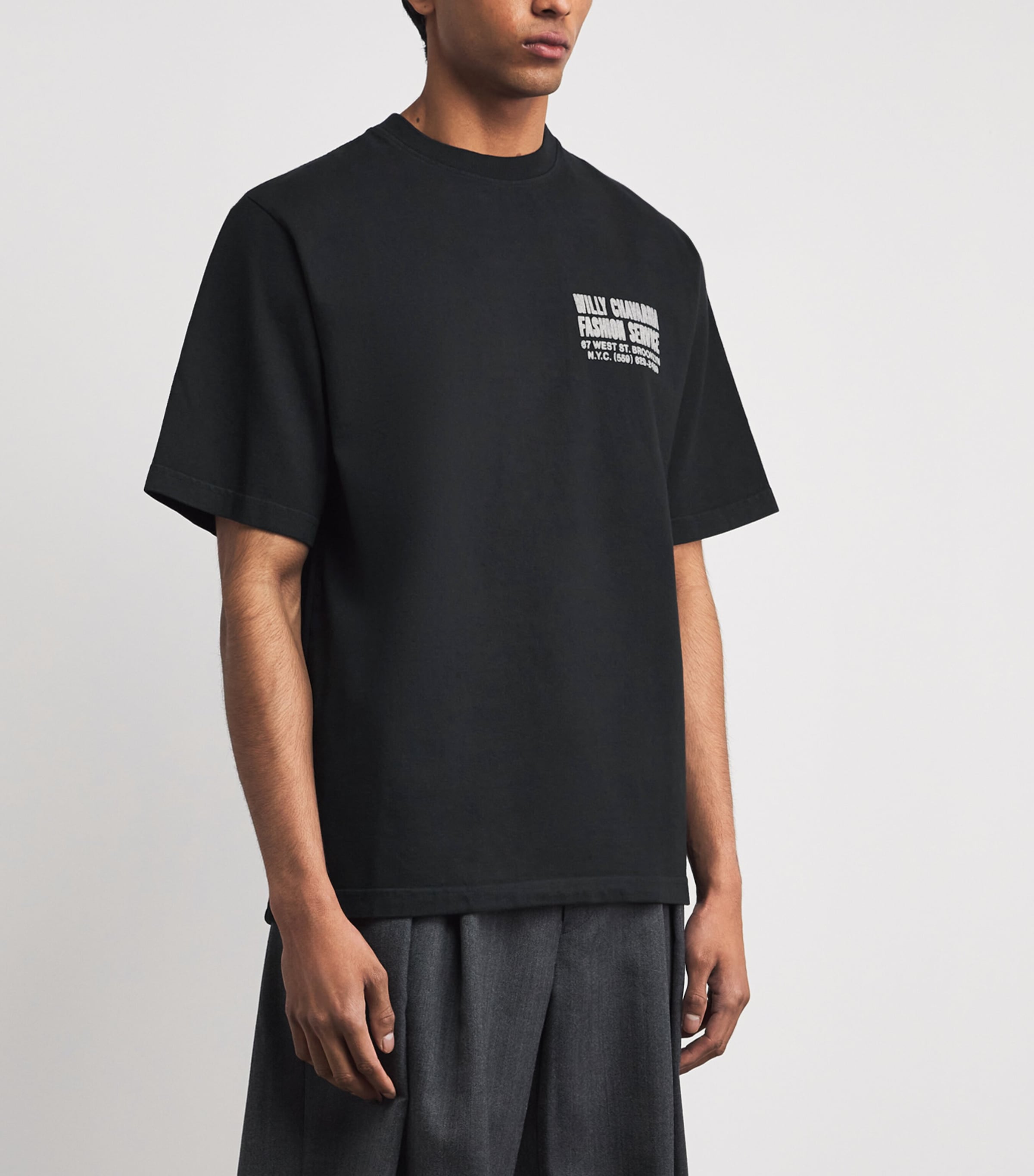 Willy Chavarria Mens Cotton Fashion Services T-Shirt Black Image 4