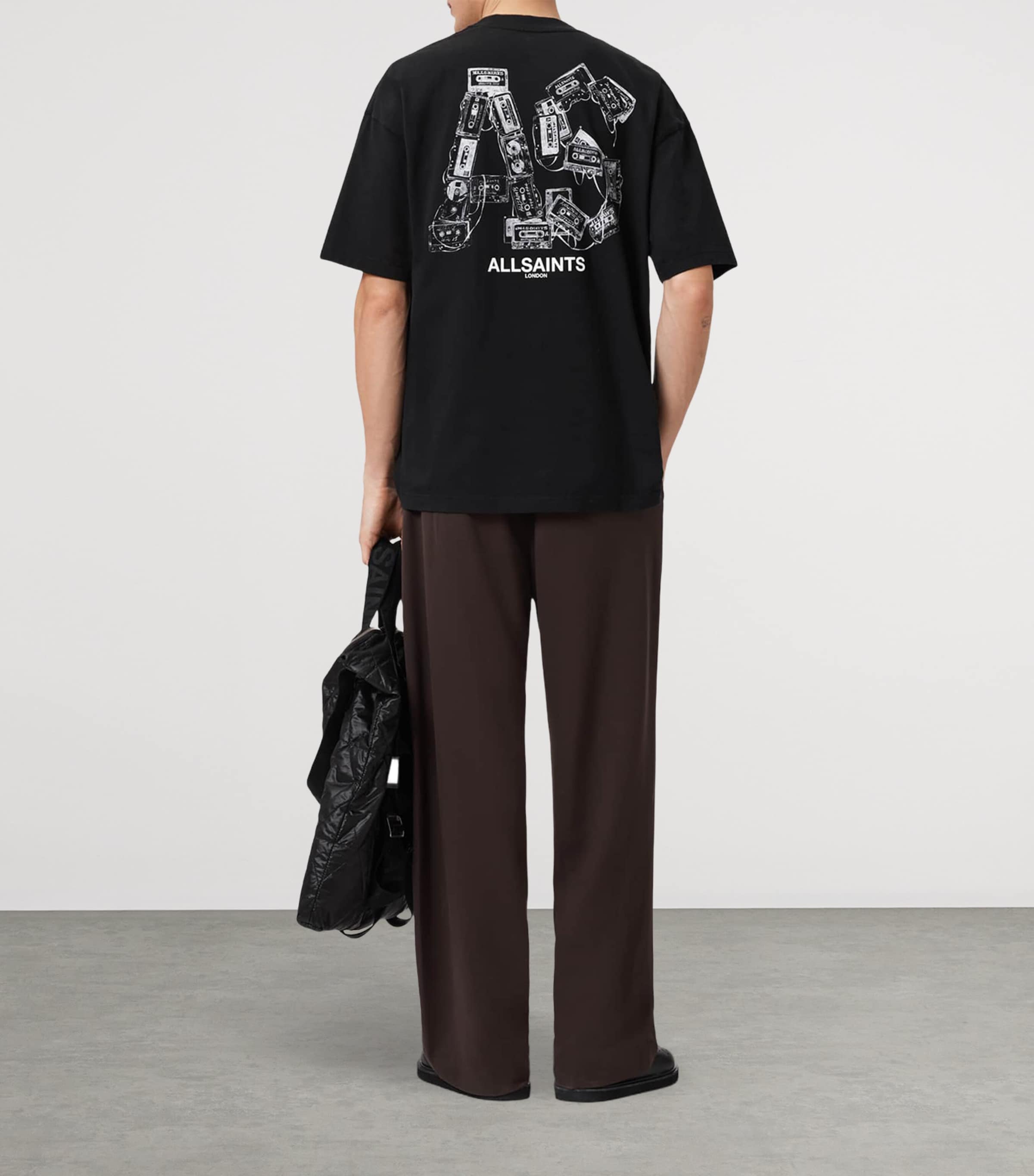 AllSaints Mens Organic Cotton Mixtape T-Shirt Jet Black Image 6