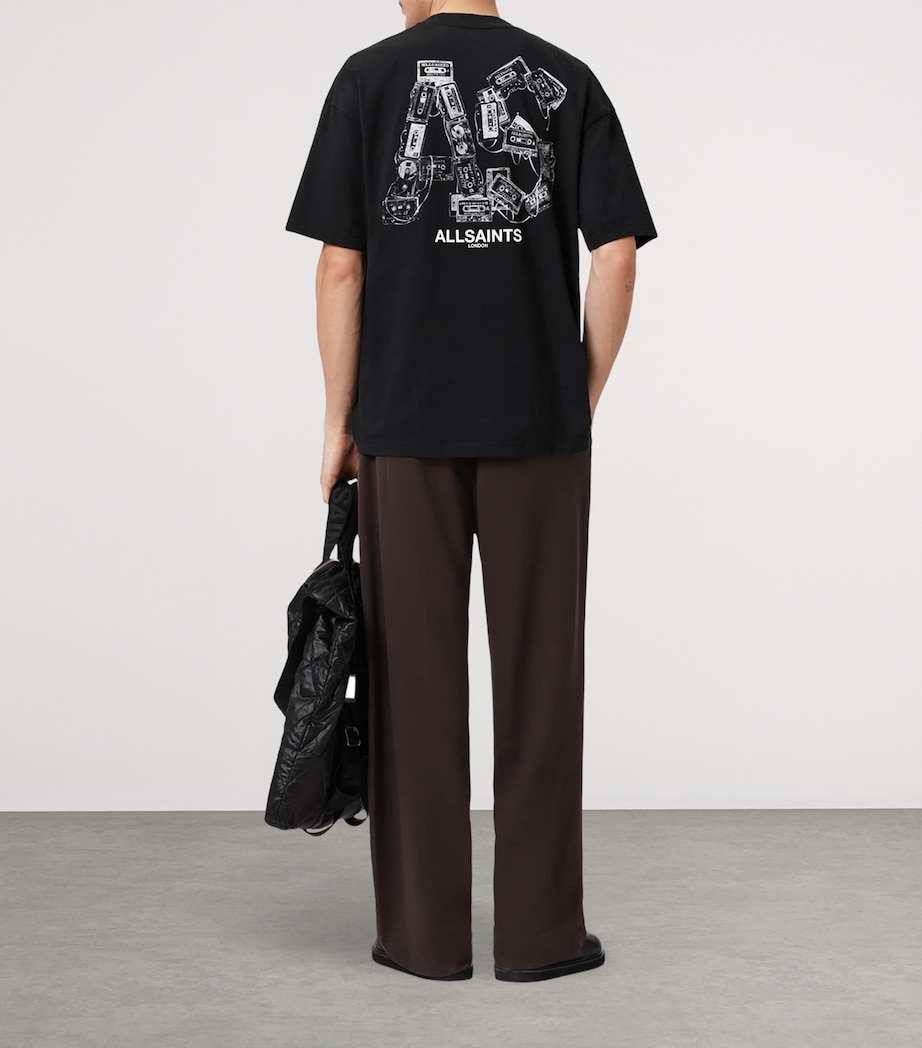 AllSaints Mens Organic Cotton Mixtape T-Shirt Jet Black Image 6
