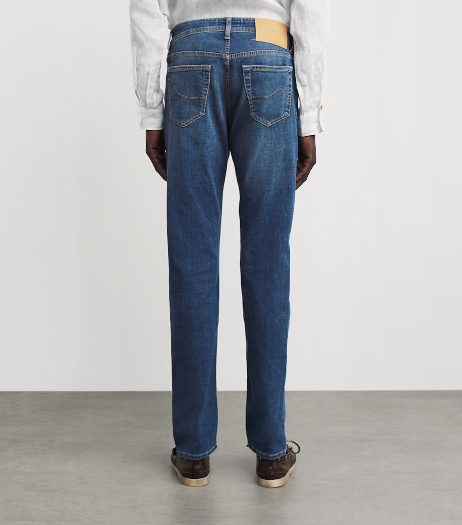JACOB COHËN Mens Limited Edition Pony Hair-Patch Bard Tapered Jeans Medium Blue Image 5