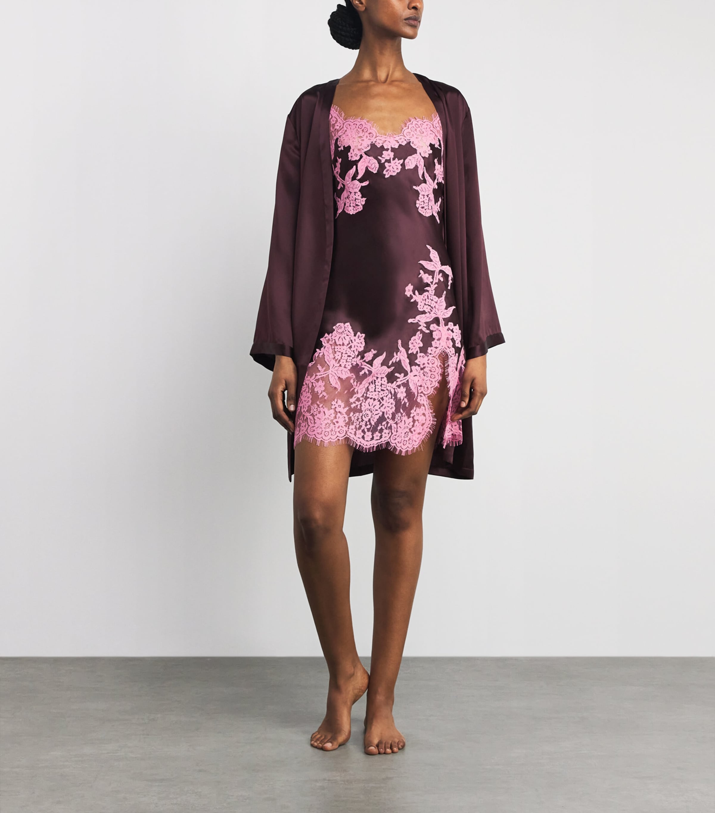 Marjolaine Womens Silk-Lace Mini Slip Dress Brun/blush Image 2