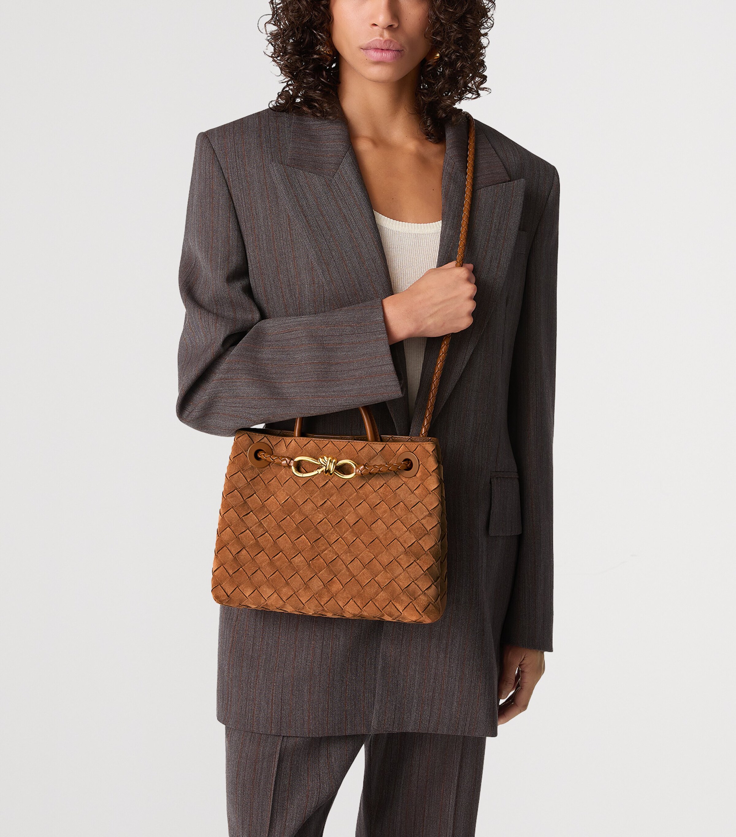 Bottega Veneta Small Suede Andiamo Top-Handle Bag Image 4