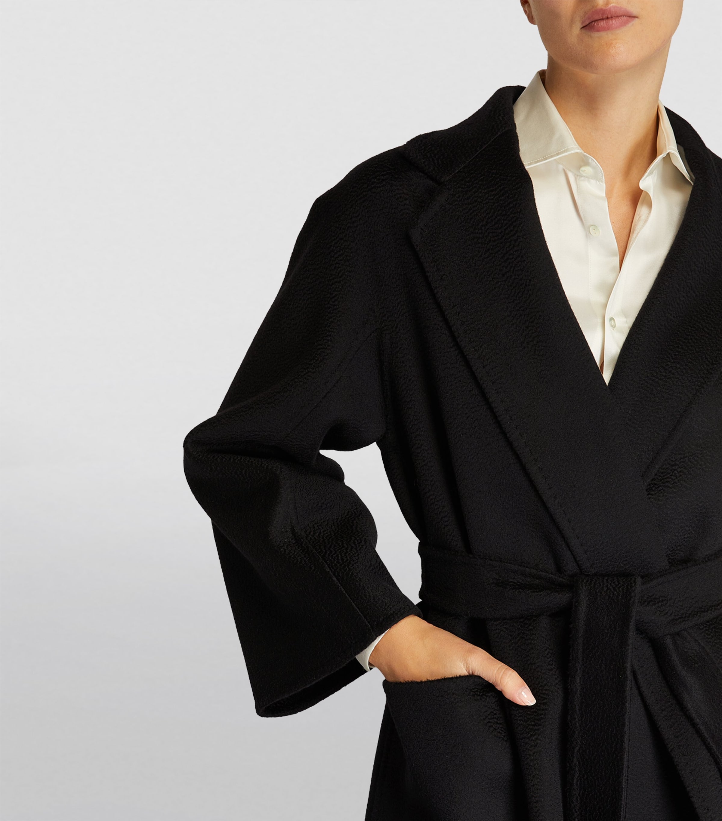 Cashmere Ludmilla Wrap Coat BLACK Image 6
