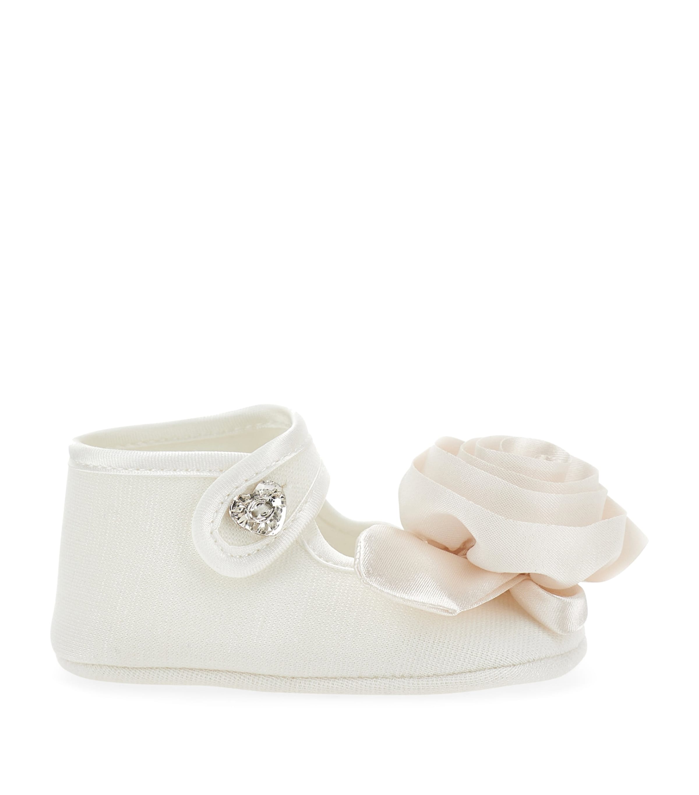 Monnalisa Rose-appliqué Booties In White