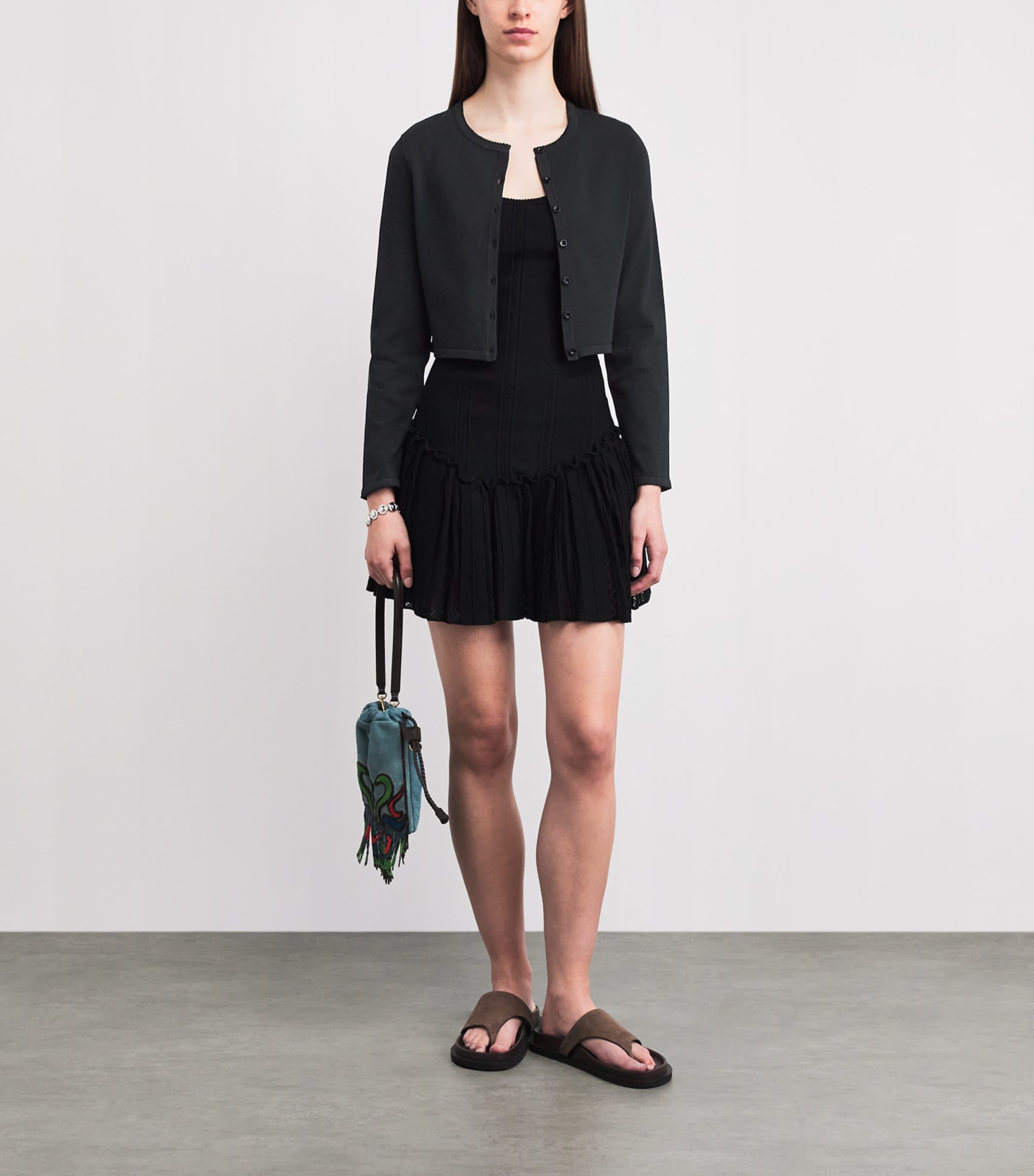 Sandro Paris Womens Cropped Cardigan Black Image 2