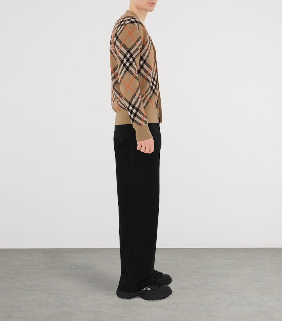 Wool-Blend Check Cardigan SAND IP CHECK Image 3