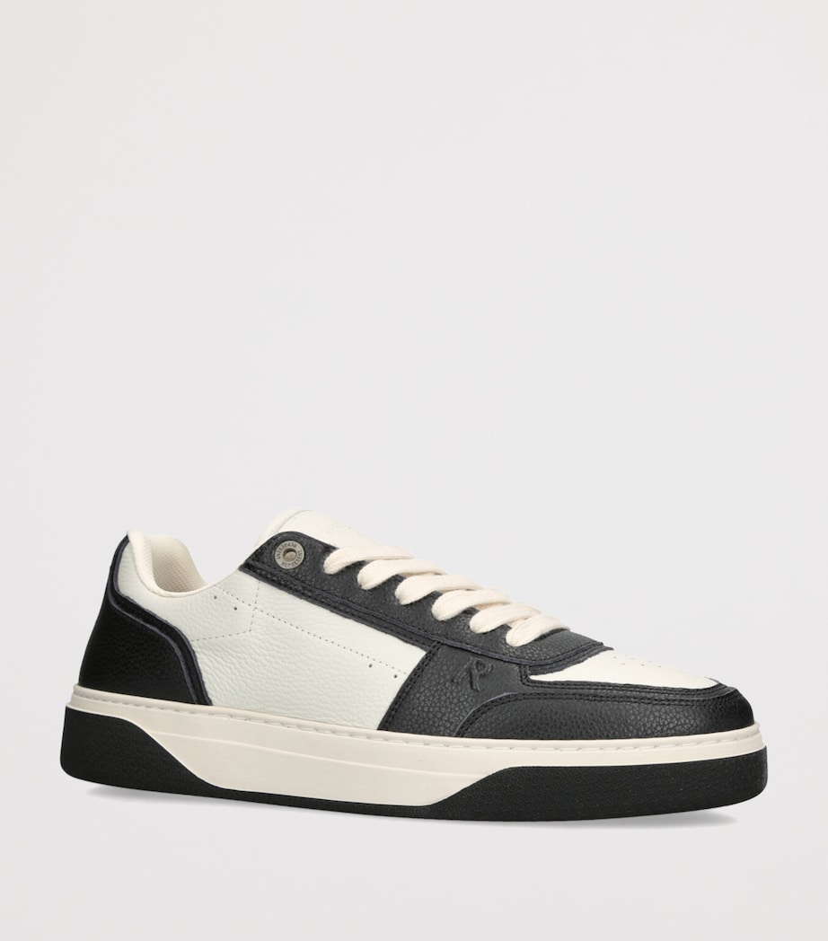 Tumbled Leather Initial Sneakers BLK/WHITE Image 3