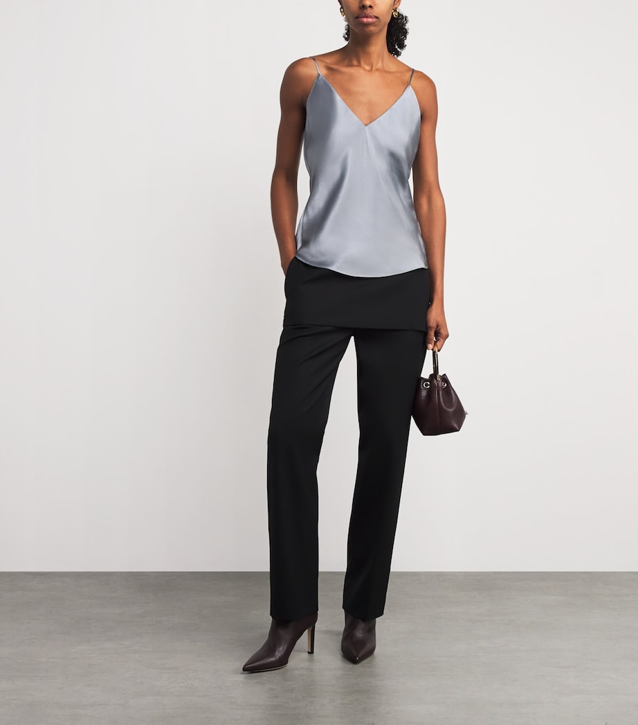 Silk V-Neck Cami Top LIGHT BLUE Image 2