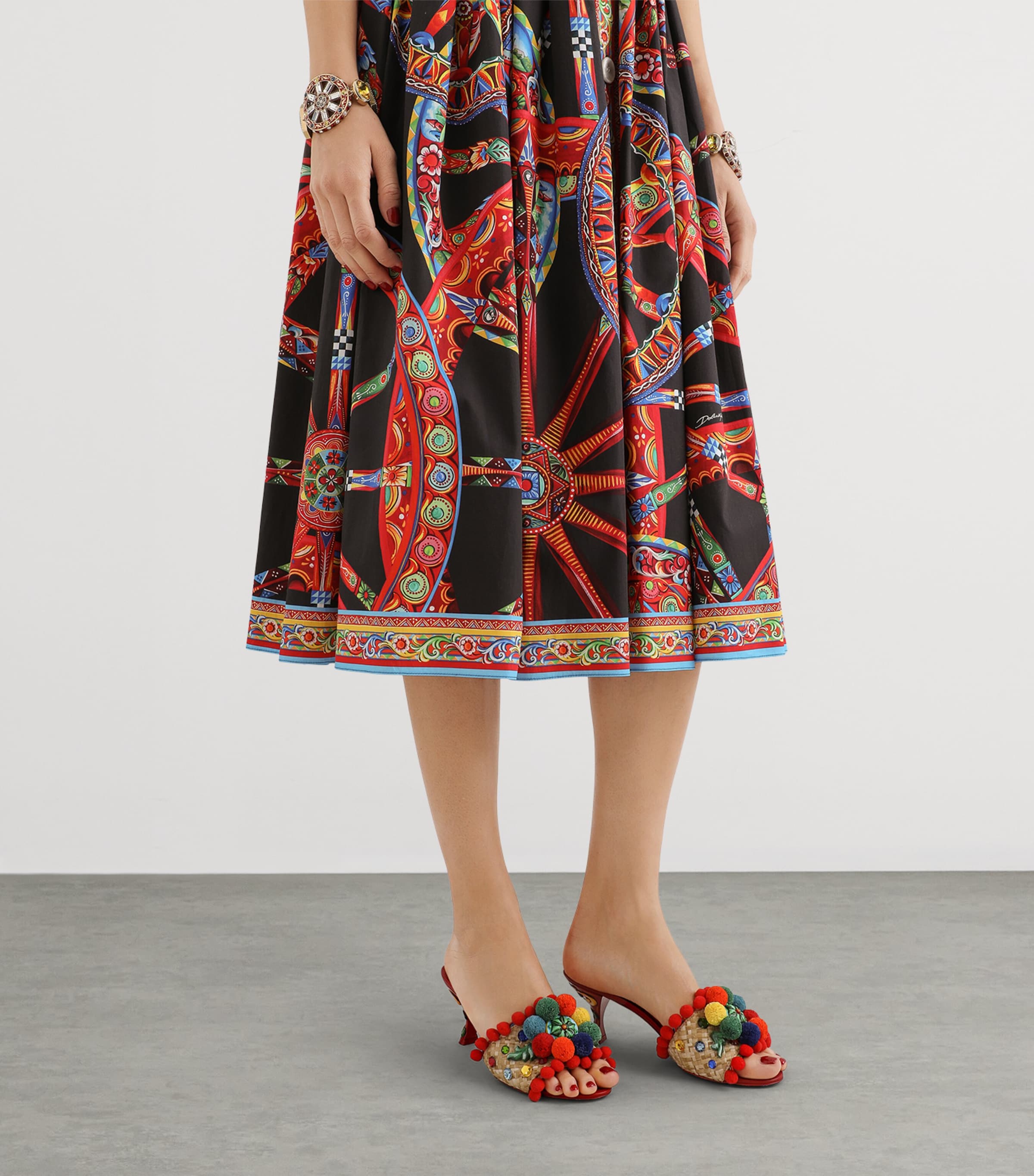 Dolce&Gabbana Womens Cotton Carretto Midi Dress Combined Col Image 4