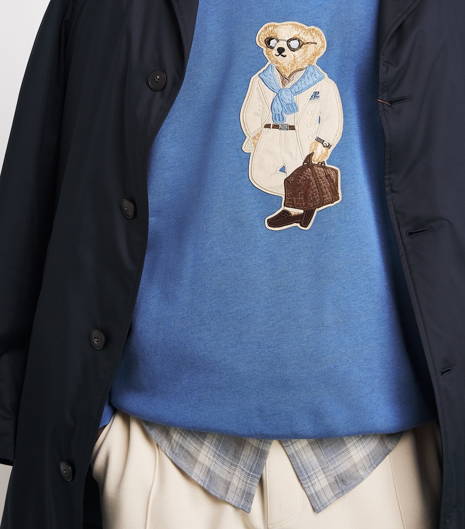 Ralph Lauren Purple Label Mens Cotton-Cashmere Polo Bear Sweatshirt Blue Horizon Image 3