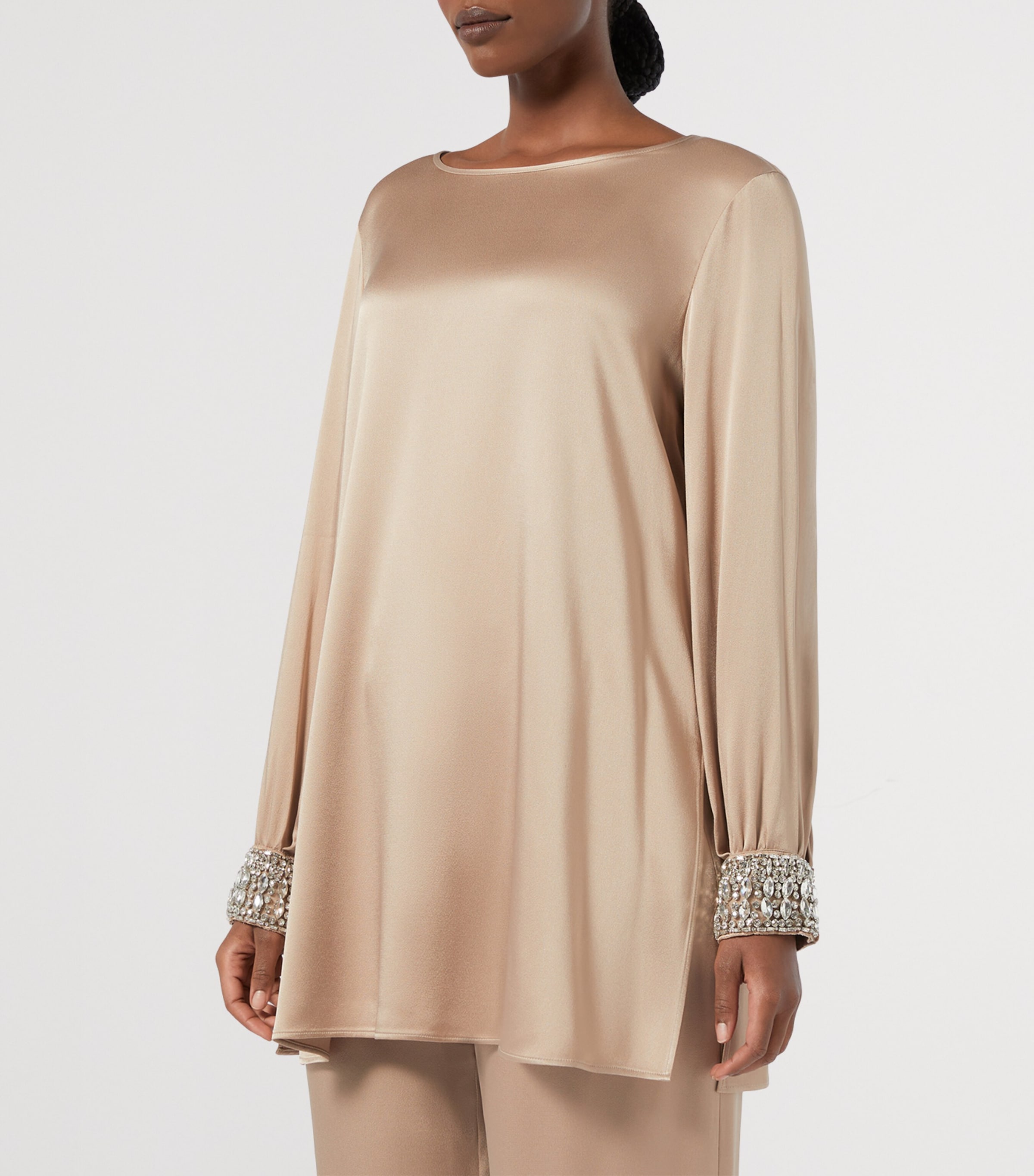 Satin Embellished Liguria Blouse BEIGE Image 2