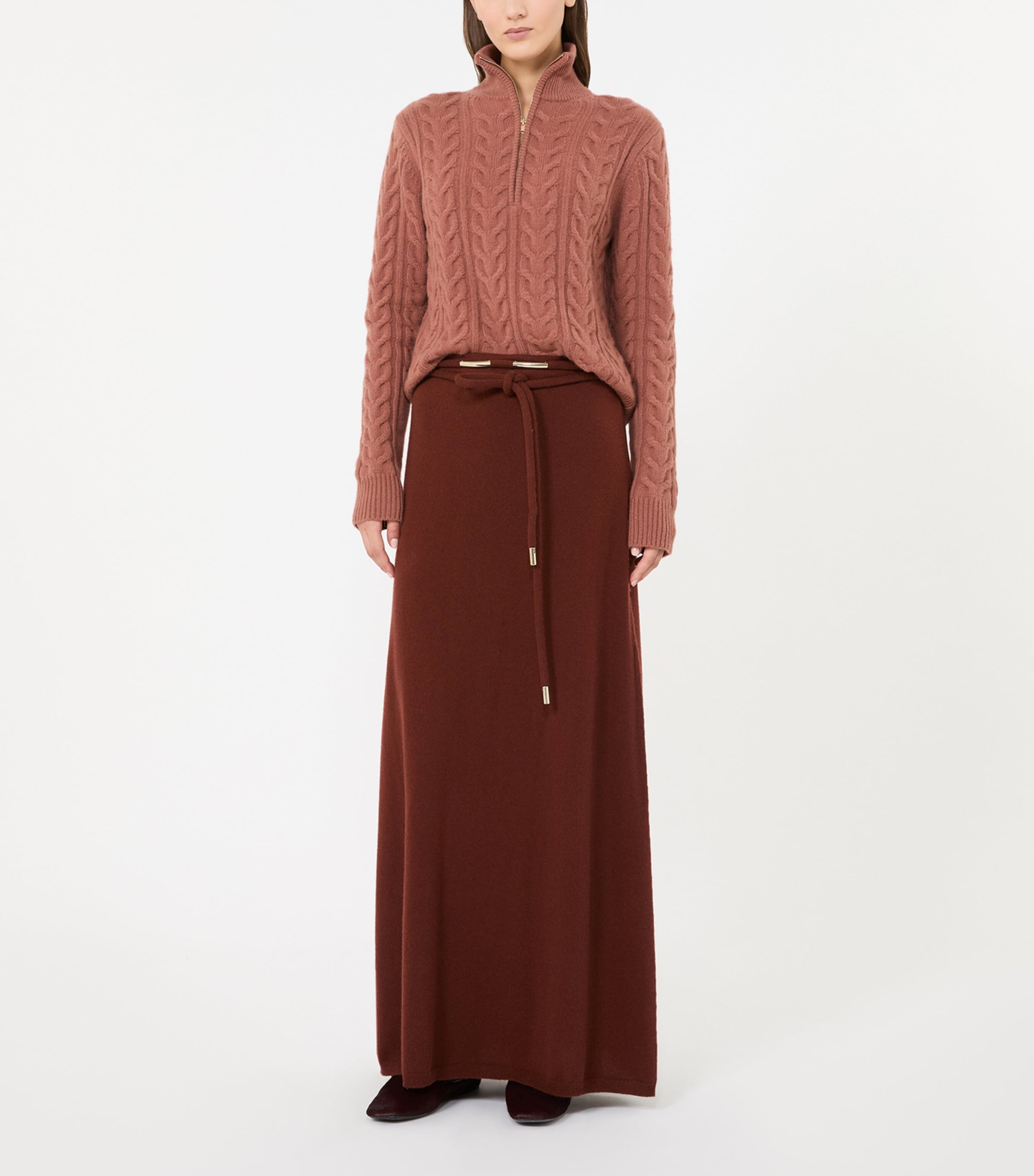 Max Mara Womens Cashmere Quarter-Zip Sweater Antique Rose Image 2