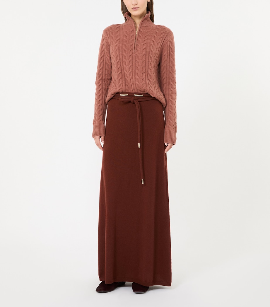 Max Mara Womens Cashmere Quarter-Zip Sweater Antique Rose Image 2
