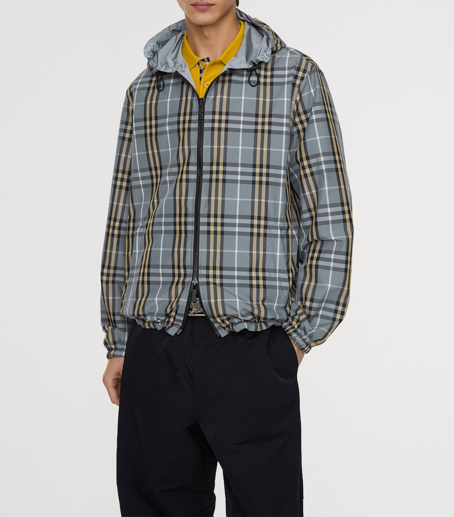 Burberry Mens Reversible Check Print Jacket Wave Blue Ip Check Image 3
