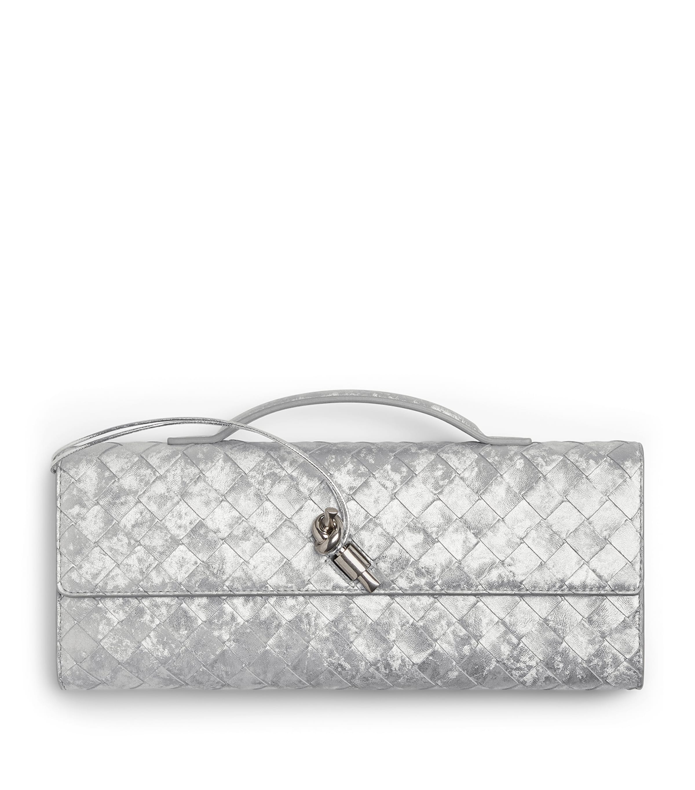 Bottega Veneta Laminated Leather Andiamo Clutch Bag Image 1
