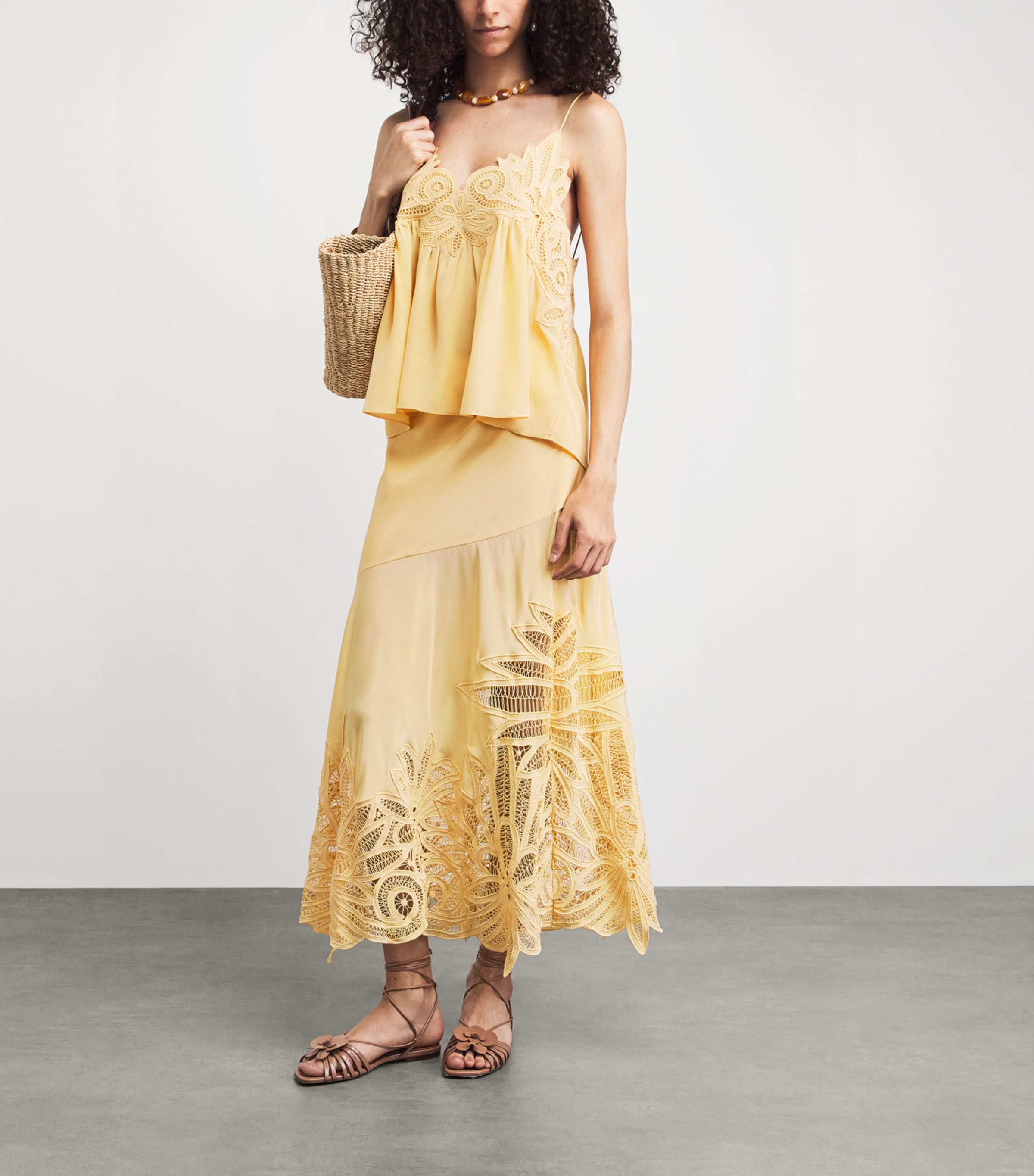 Ulla Johnson Womens Silk Embroidered Oona Maxi Skirt Dandelion Image 2