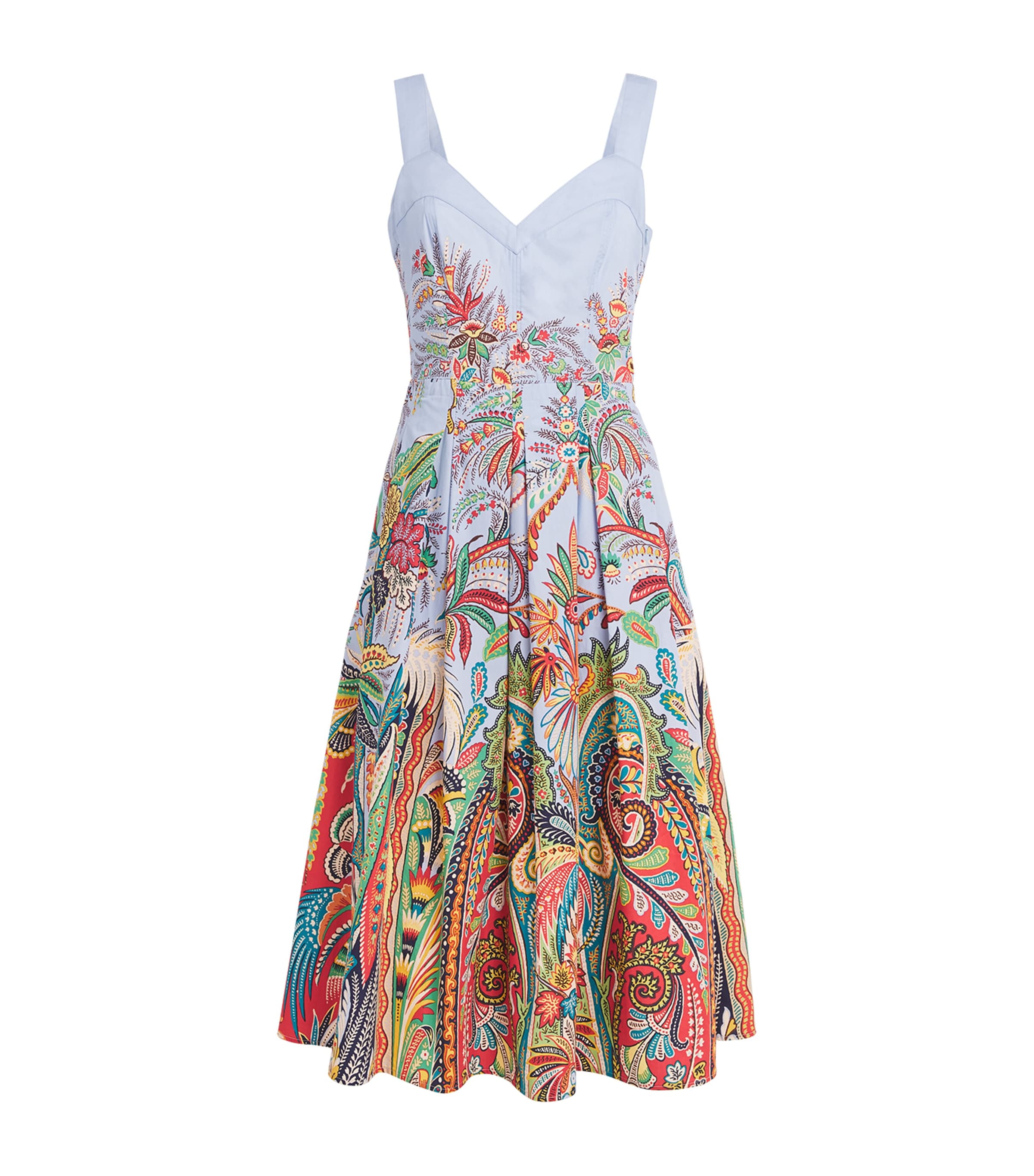 Etro Womens Paisley Pleated Midi Dress Prnt/pl Blu Bs Image 1