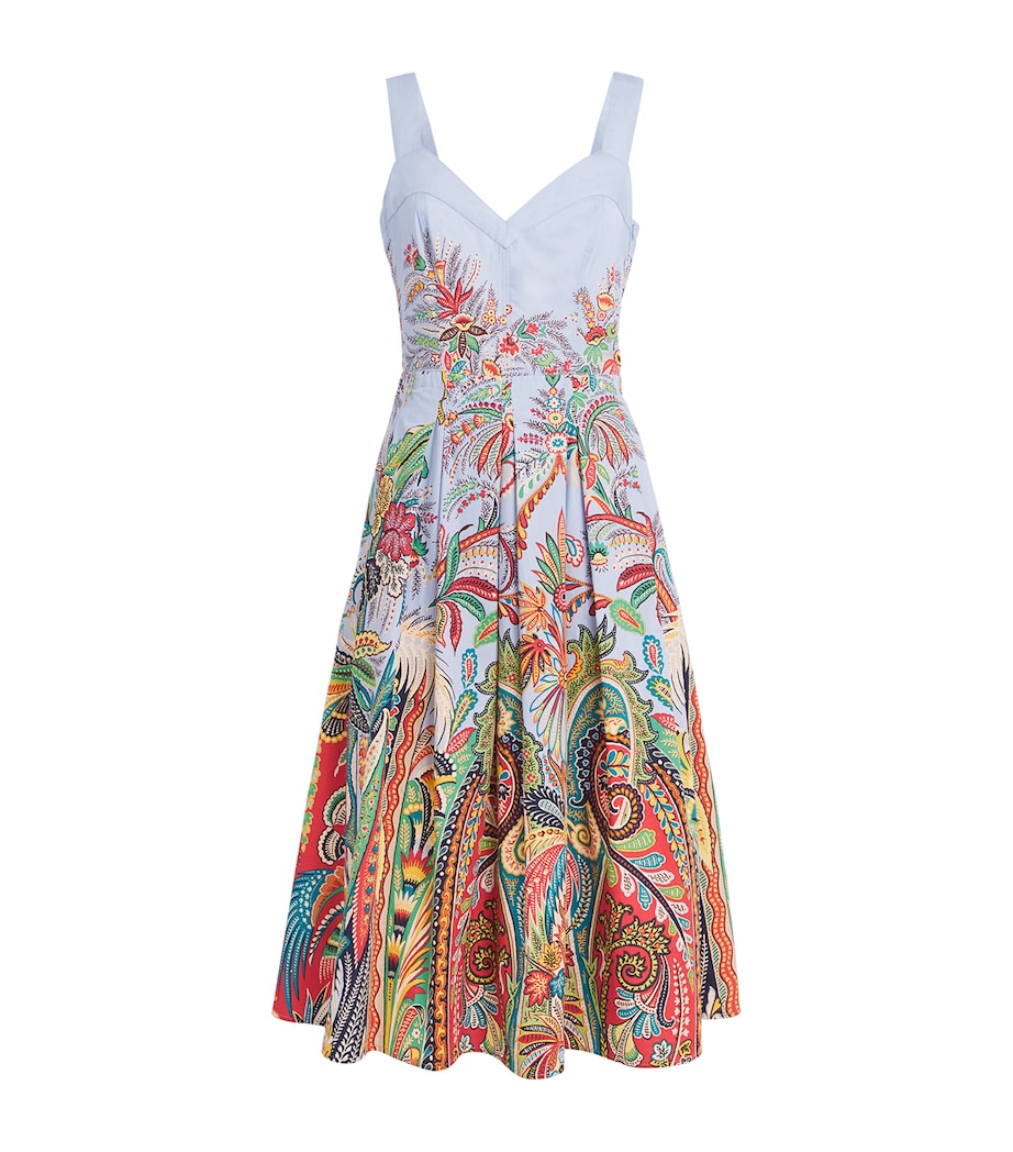 Etro Womens Paisley Pleated Midi Dress Prnt/pl Blu Bs Image 1