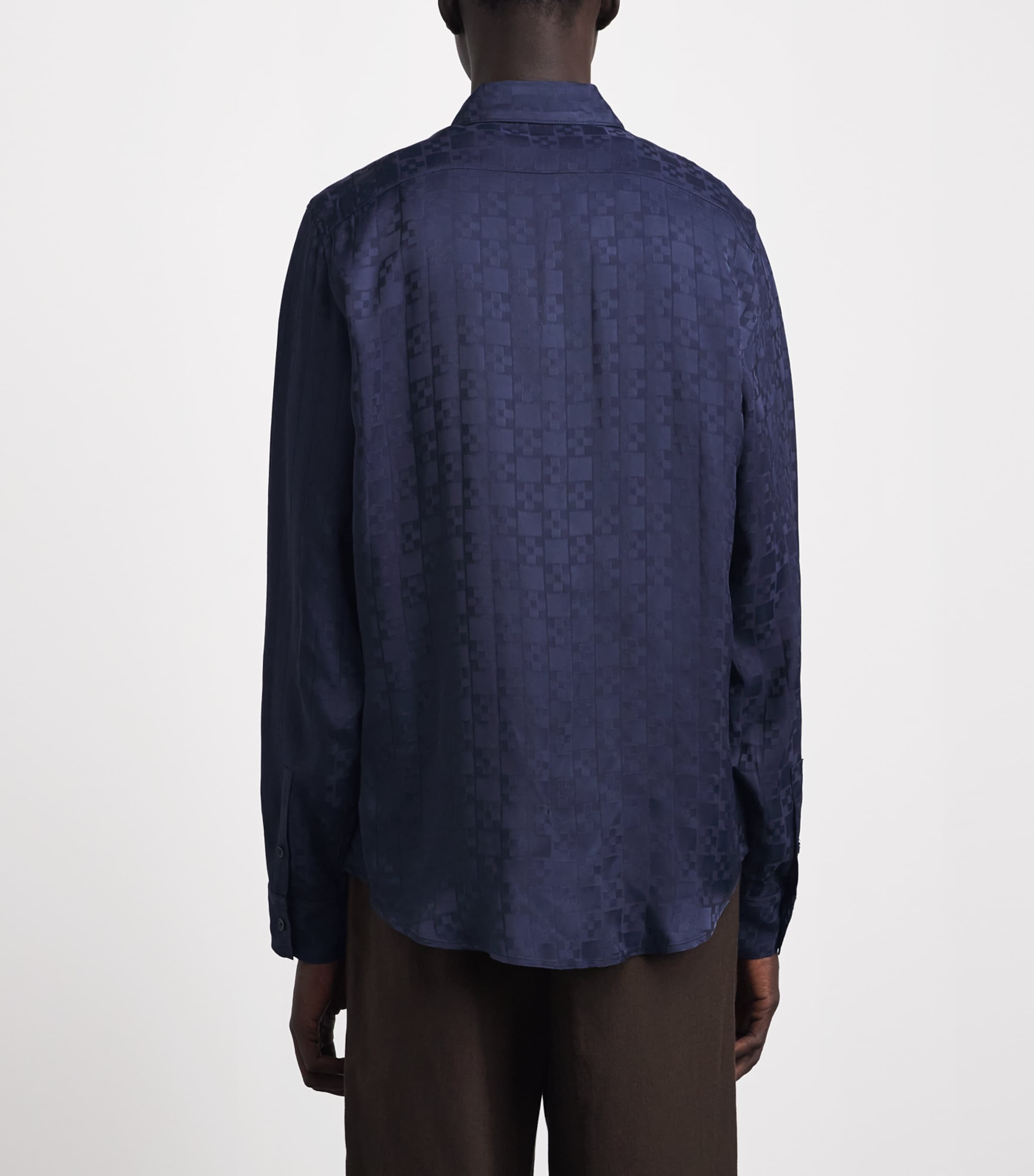 Sandro Paris Mens Jacquard Square Cross Shirt Navy Blue Image 5