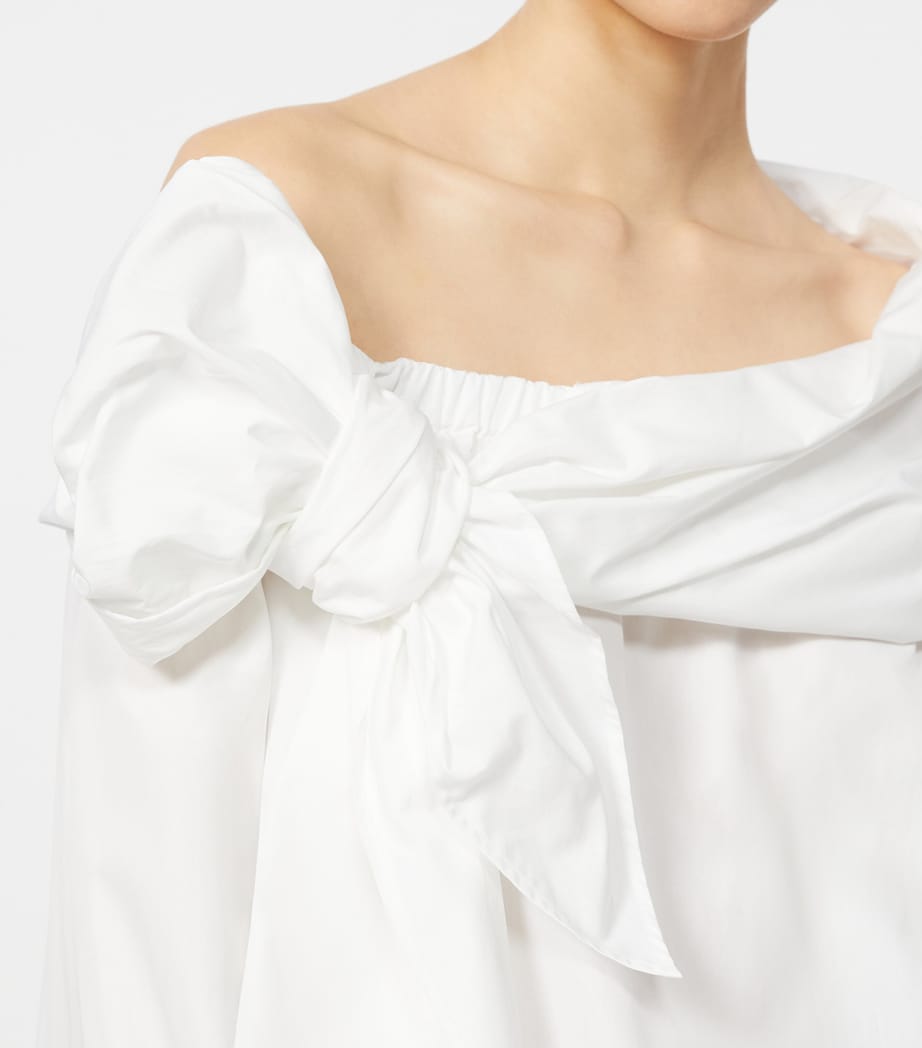 Cotton Asymmetrical Bow Blouse OPTICAL WHITE Image 5