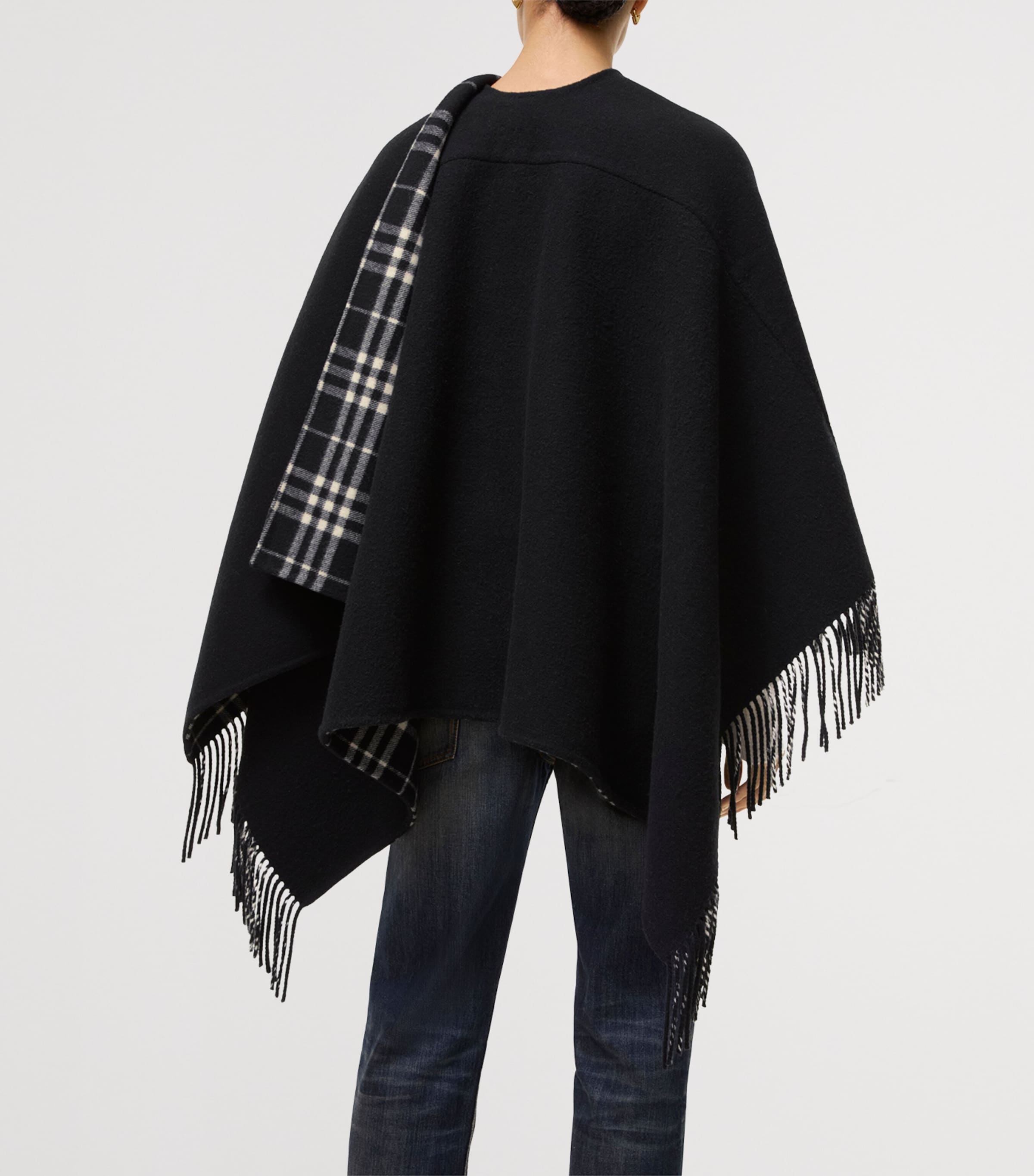 Burberry Wool Fringe Blanket Cape Blackcalico Image 3