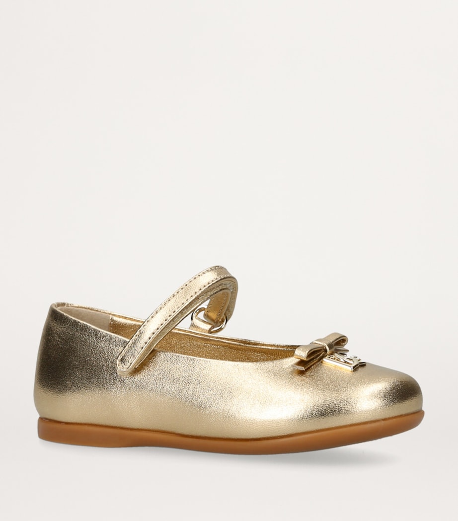 Dolce&Gabbana Kids Leather Metallic Mary Janes Gold Image 3