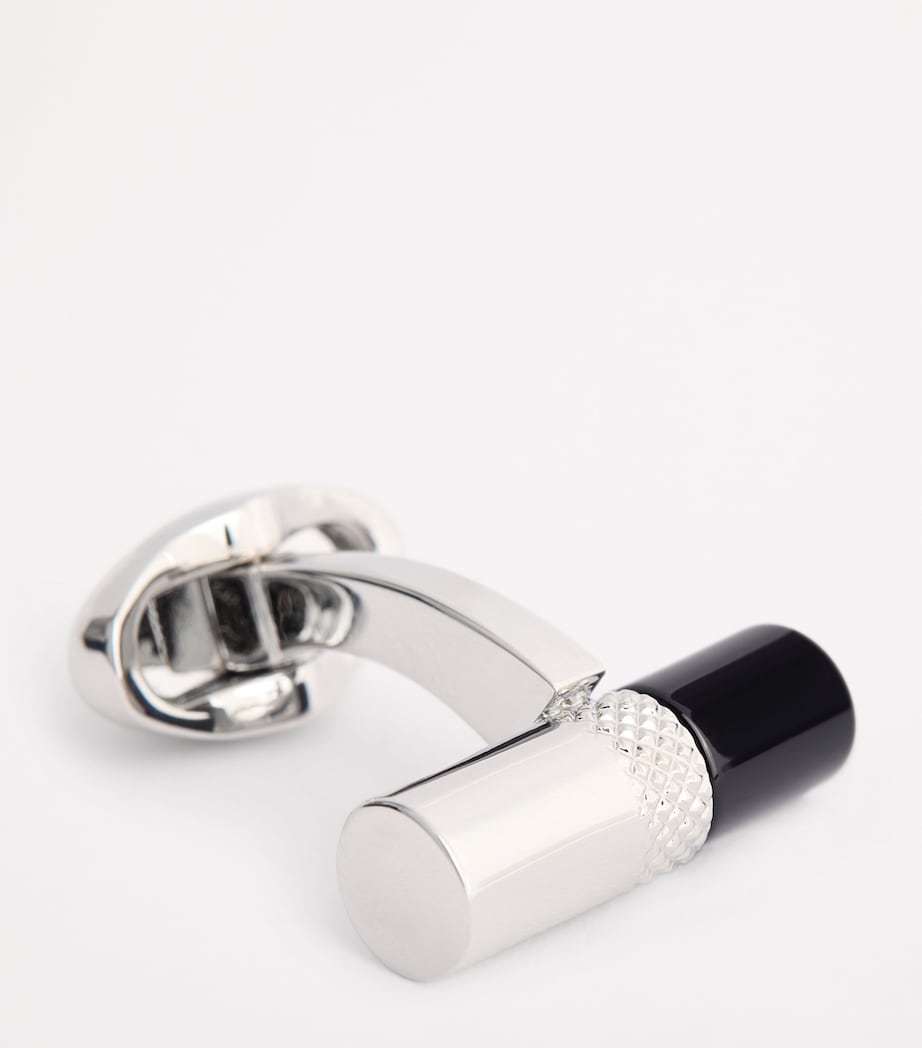 Rhodium-Plated Stone Bar Cufflinks SILVER Image 6