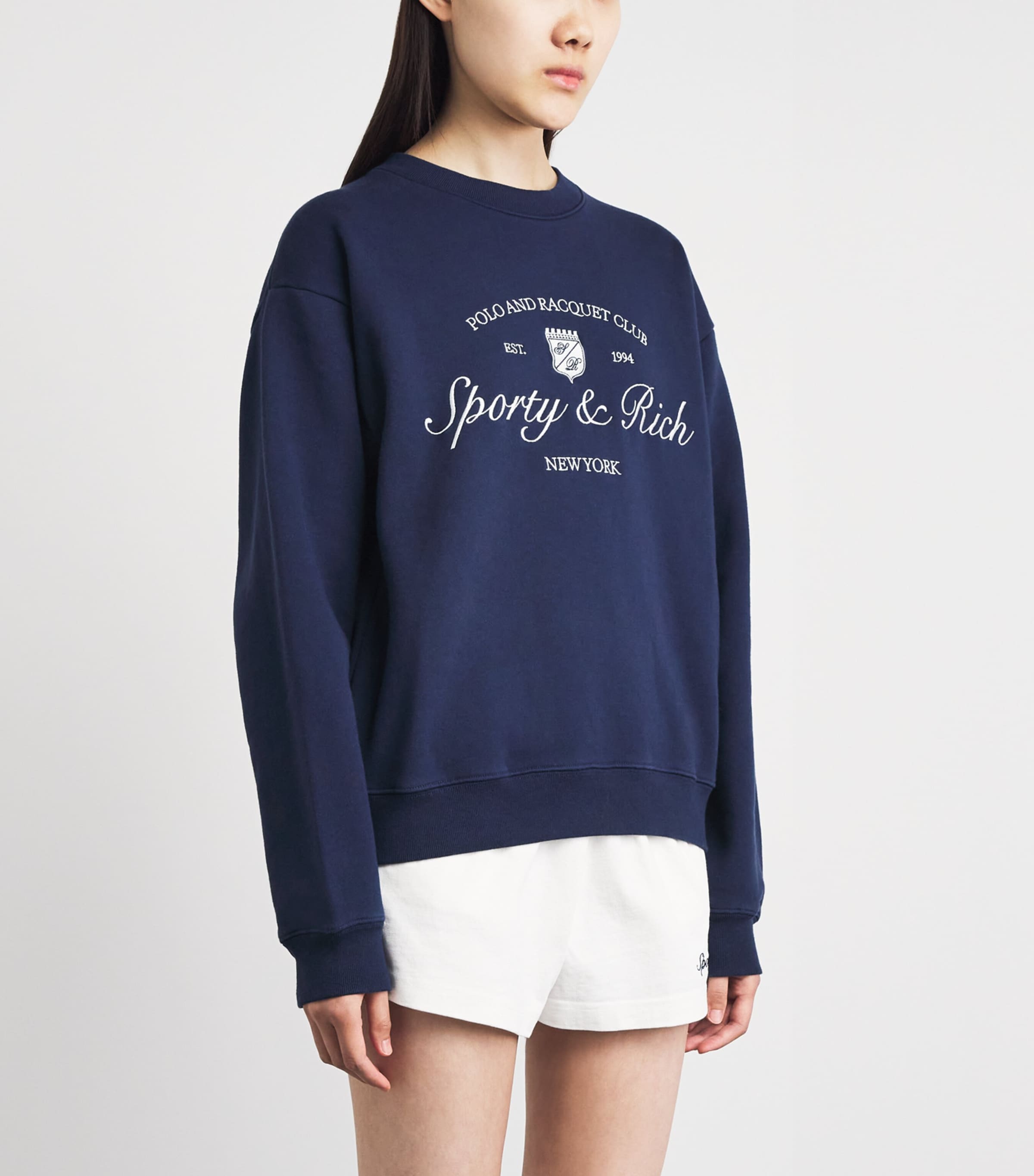 Sporty & Rich Navy Syracuse Embroidered Sweatshirt | Harrods US