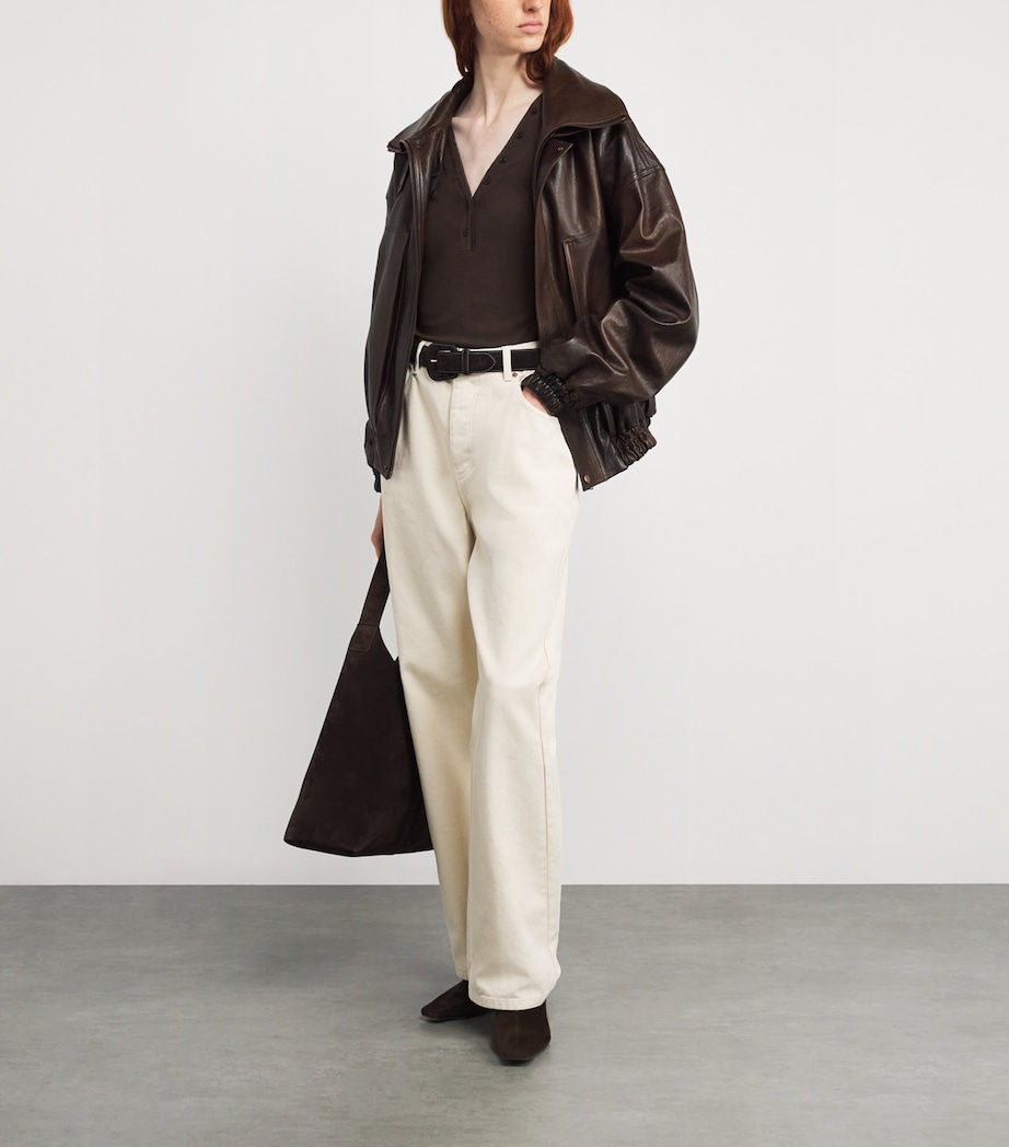 Modal Ribbed Henley T-Shirt COFFEE Image 2